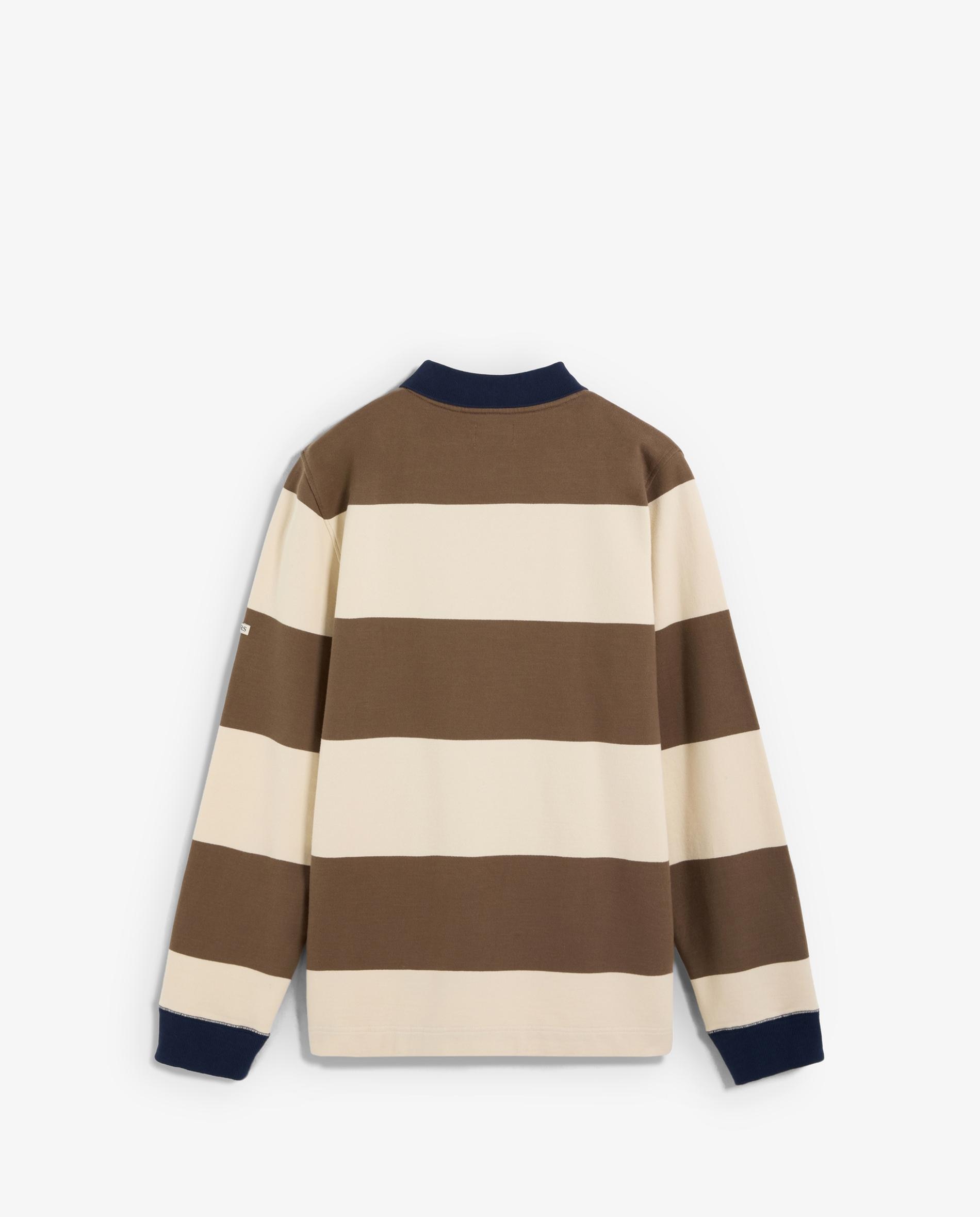 Sudadera de hombre a rayas con cuello polo - Scalpers - Beige/Marrón Beige/Marrón-6