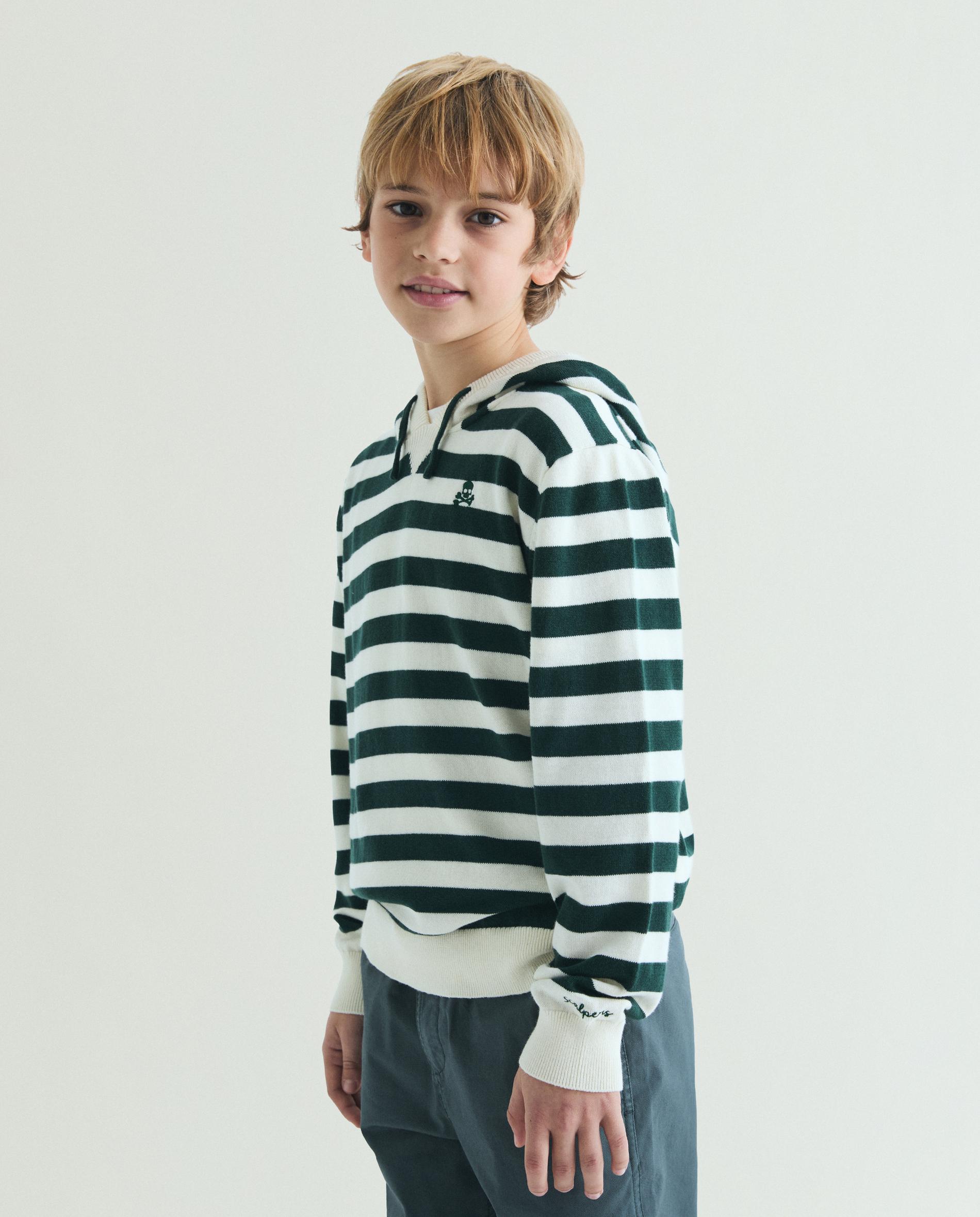 Jersey de niño a rayas con capucha