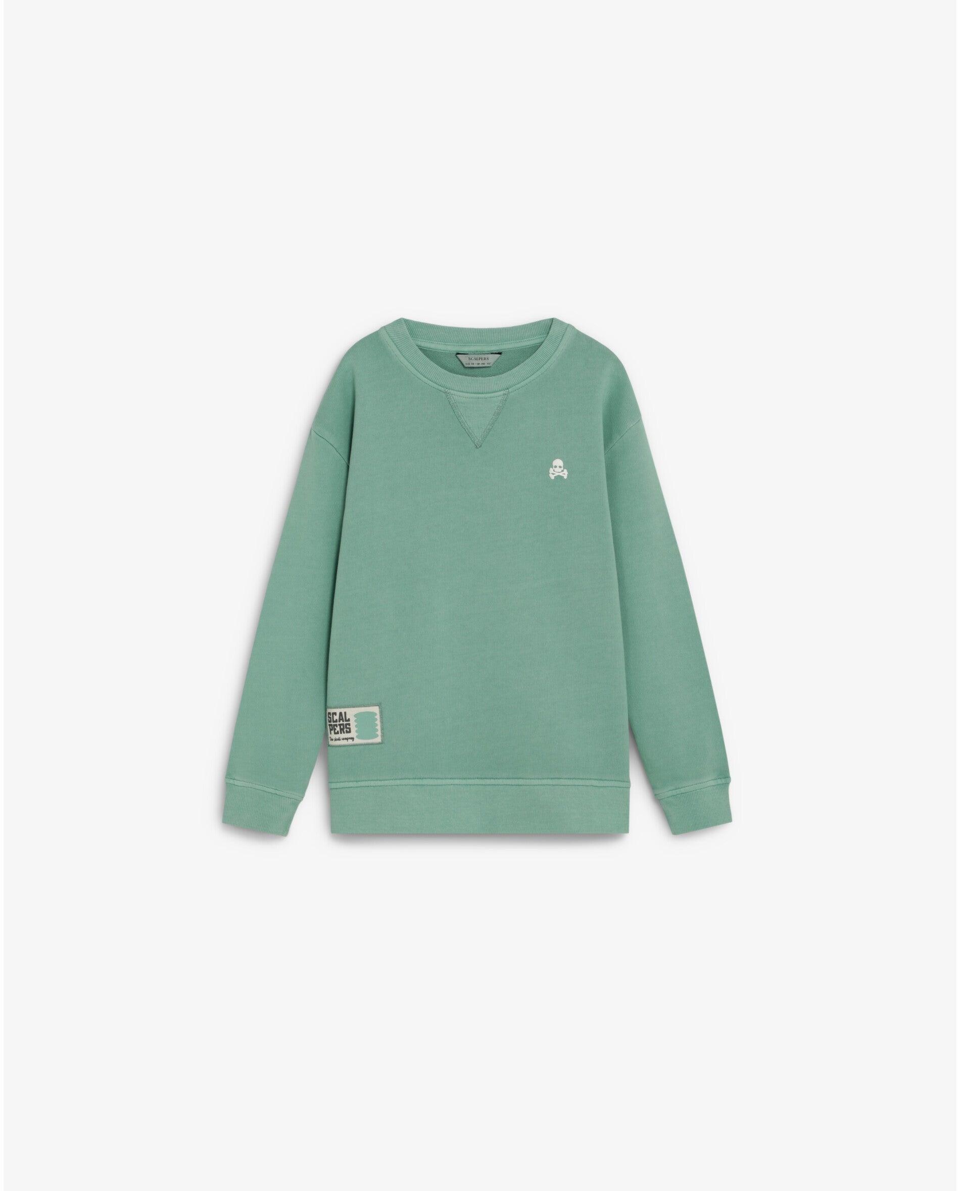 Sudadera sin capucha de niño de algodón con print trasero - Scalpers - Verde Verde-1