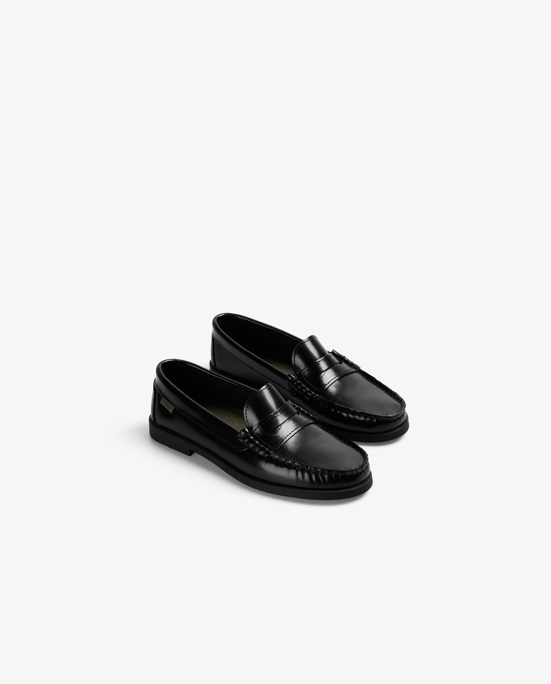 Mocasines de niño de piel con antifaz y acabado brillante - Scalpers - Negro Negro-3