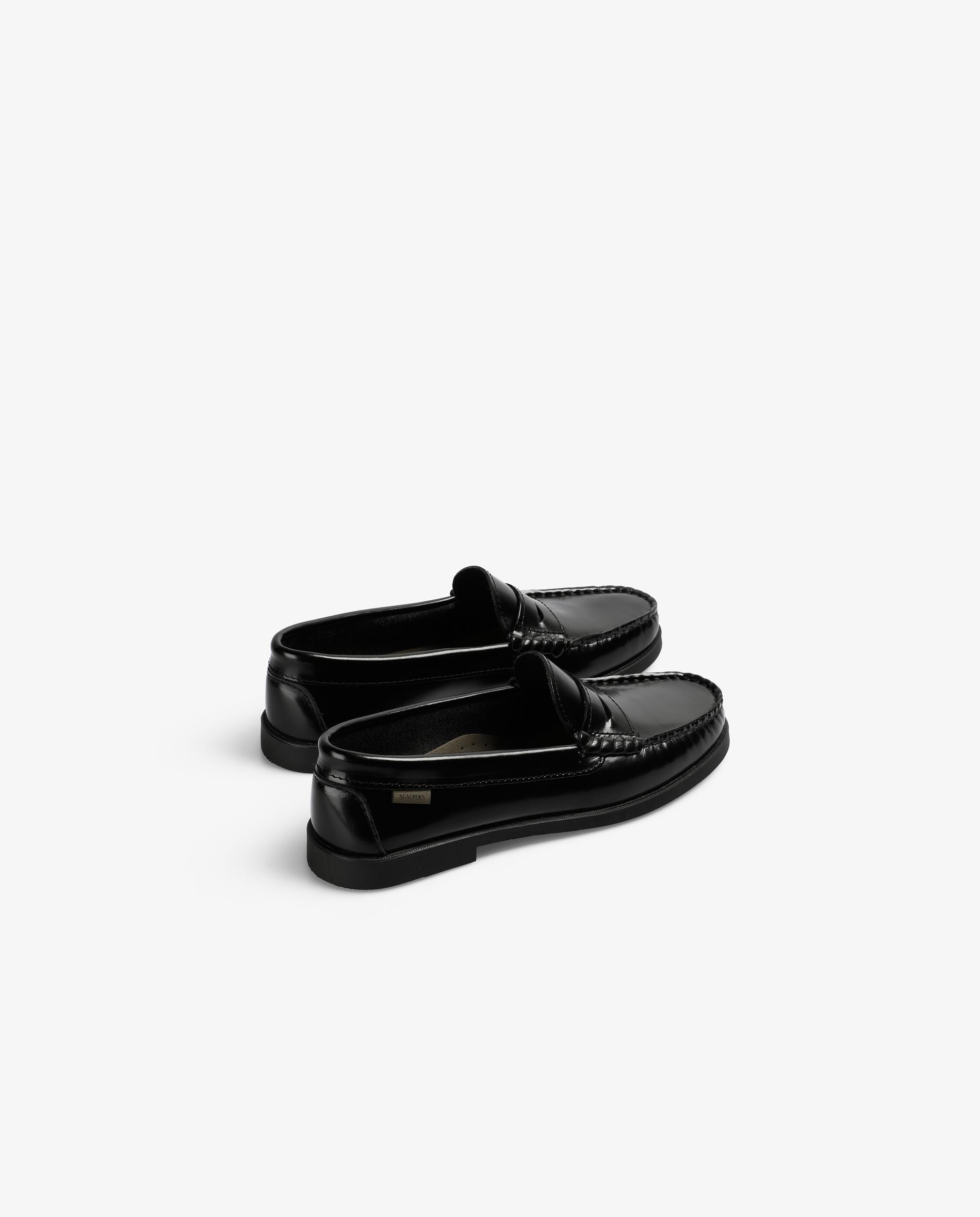 Mocasines de niño de piel con antifaz y acabado brillante - Scalpers - Negro Negro-2