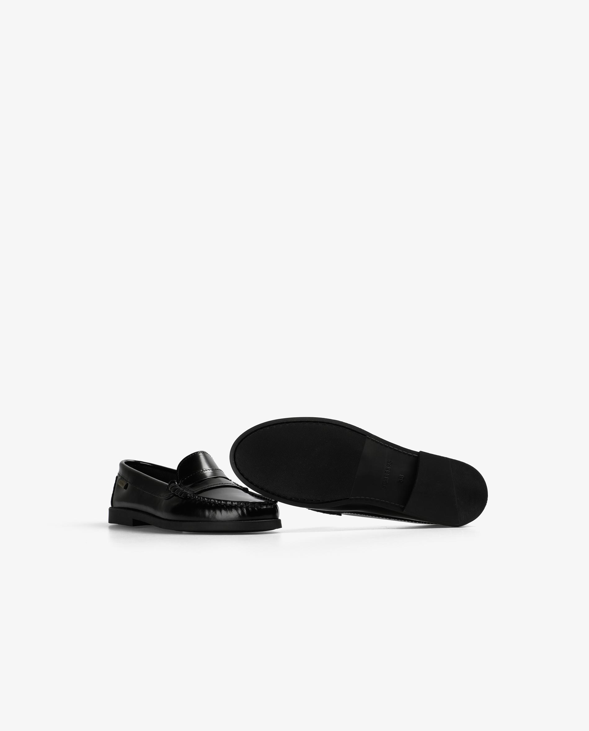 Mocasines de niño de piel con antifaz y acabado brillante - Scalpers - Negro Negro-4