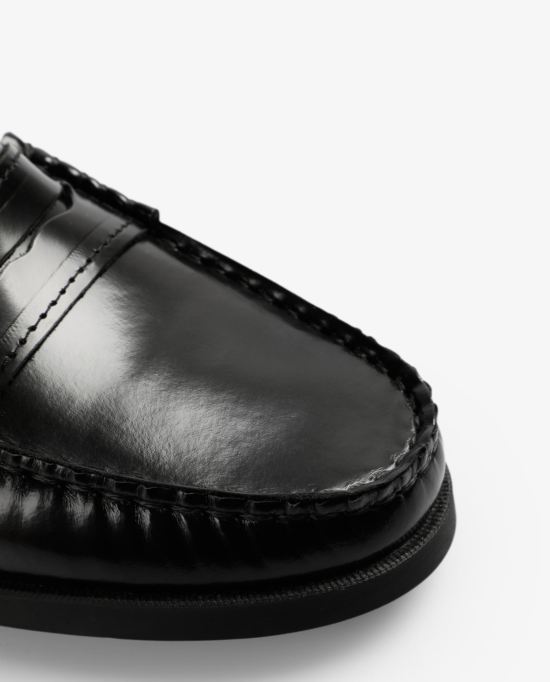 Mocasines de niño de piel con antifaz y acabado brillante - Scalpers - Negro Negro-5