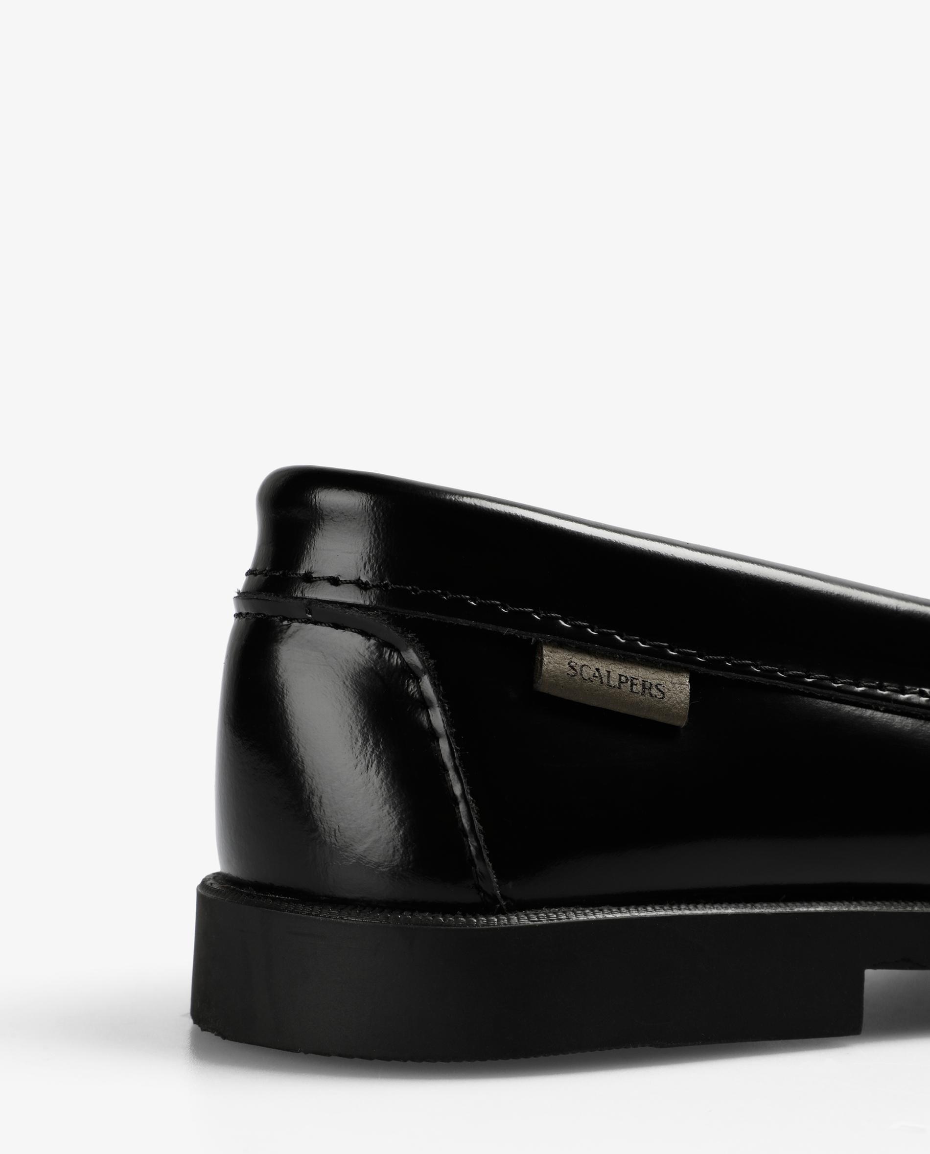 Mocasines de niño de piel con antifaz y acabado brillante - Scalpers - Negro Negro-7