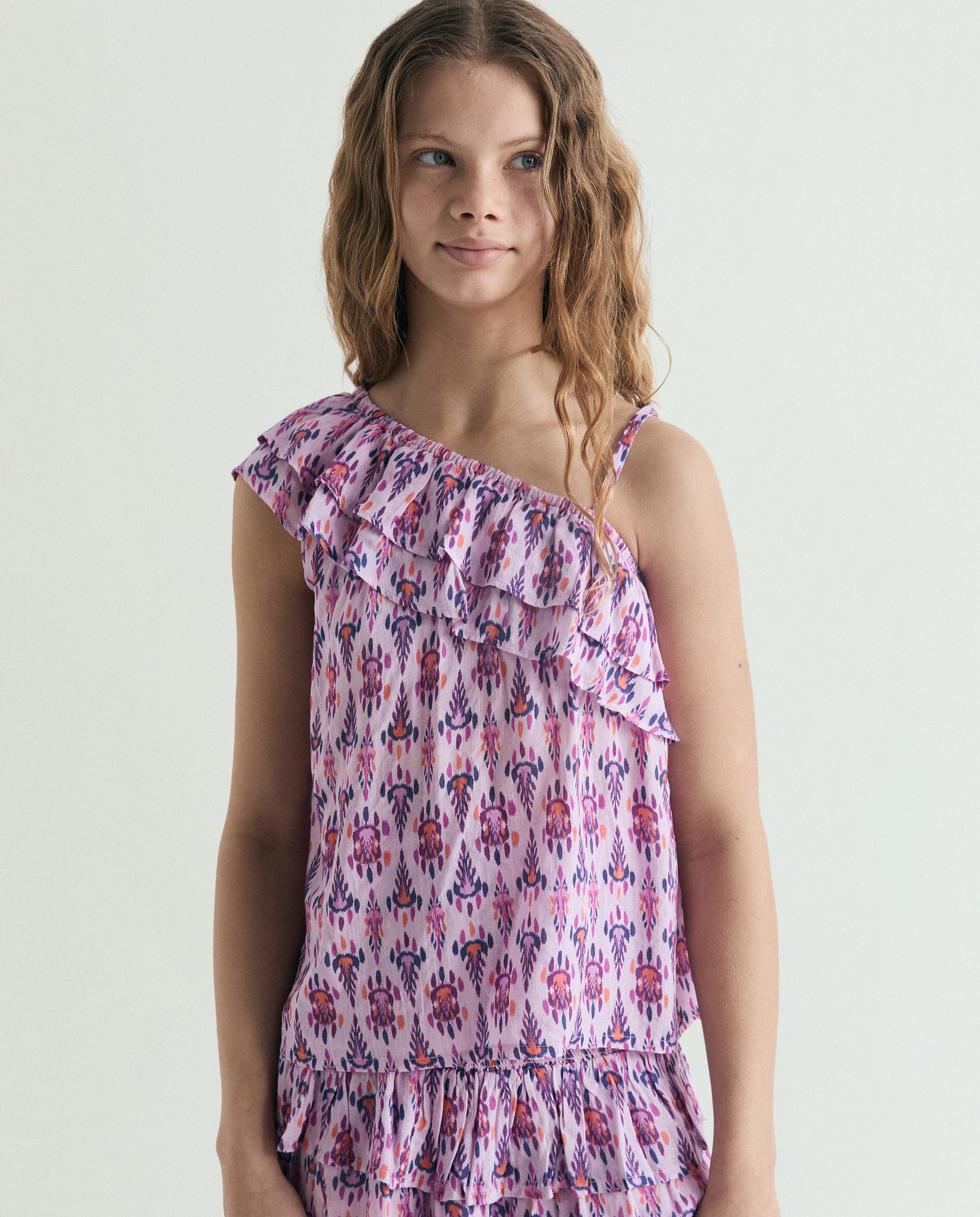 Top de niña asimétrico con estampado - Scalpers - Multicolor Multicolor-1