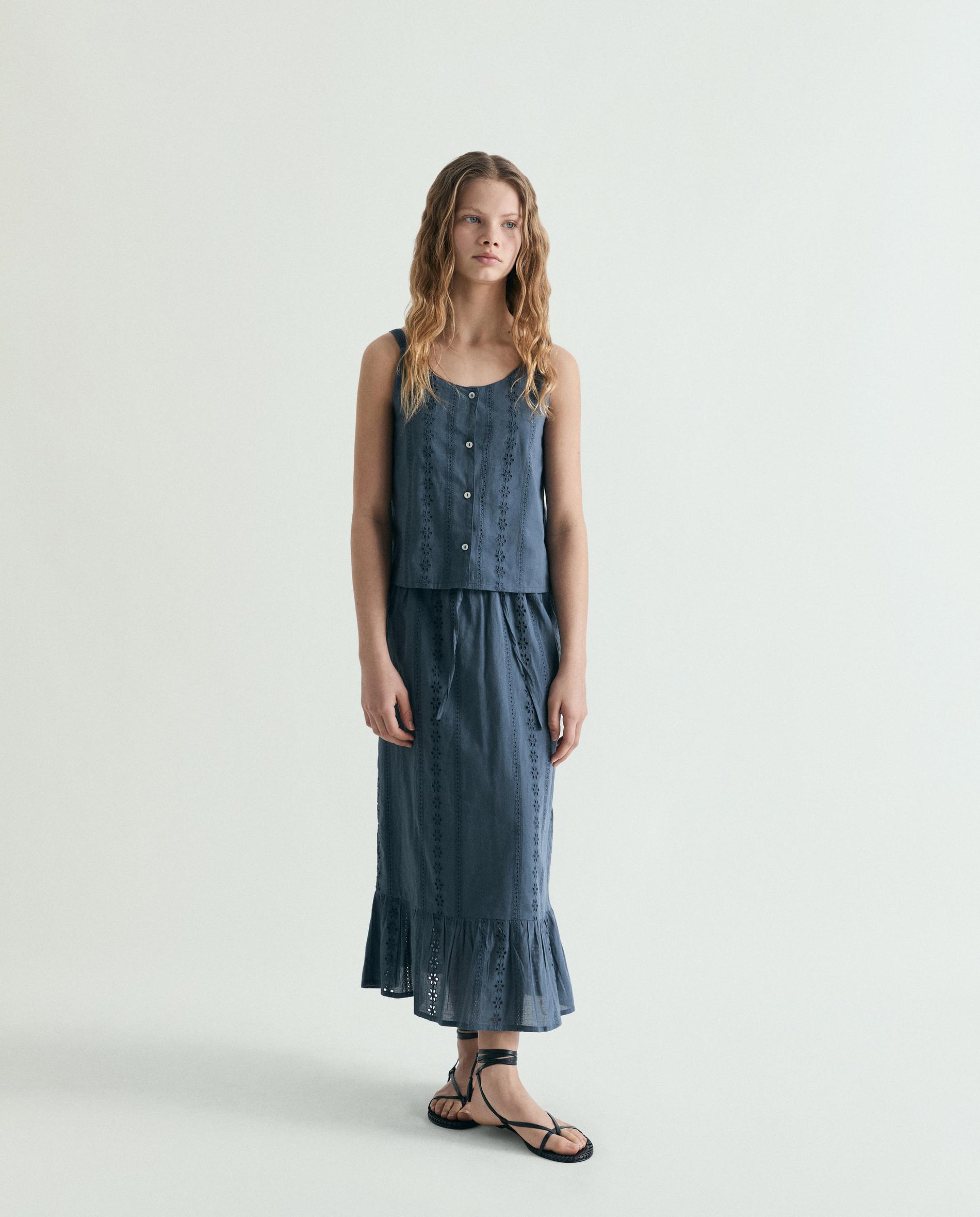 Top de niña bordado de tirantes - Scalpers - Azul antracita Azul antracita-4
