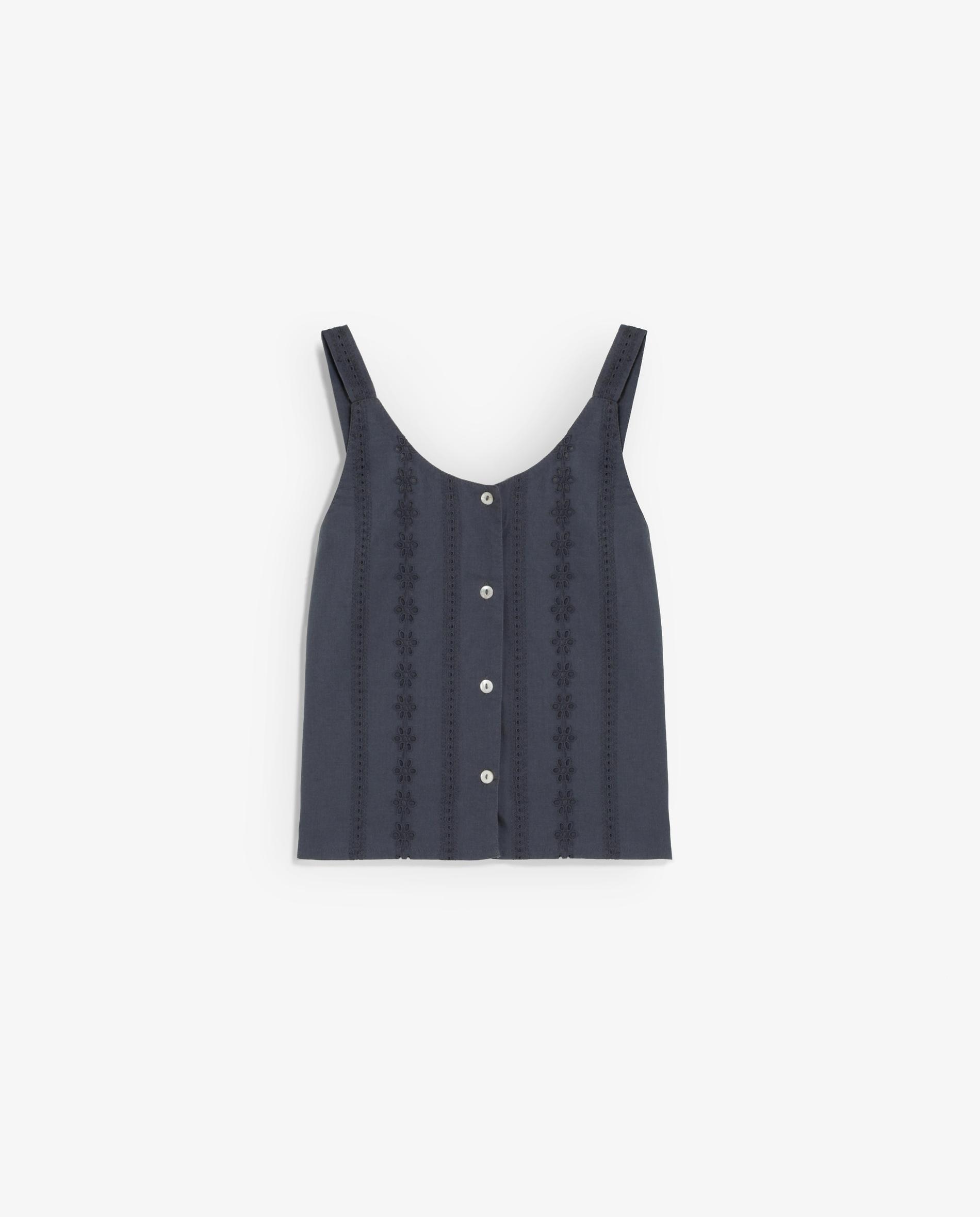 Top de niña bordado de tirantes - Scalpers - Azul antracita Azul antracita-6