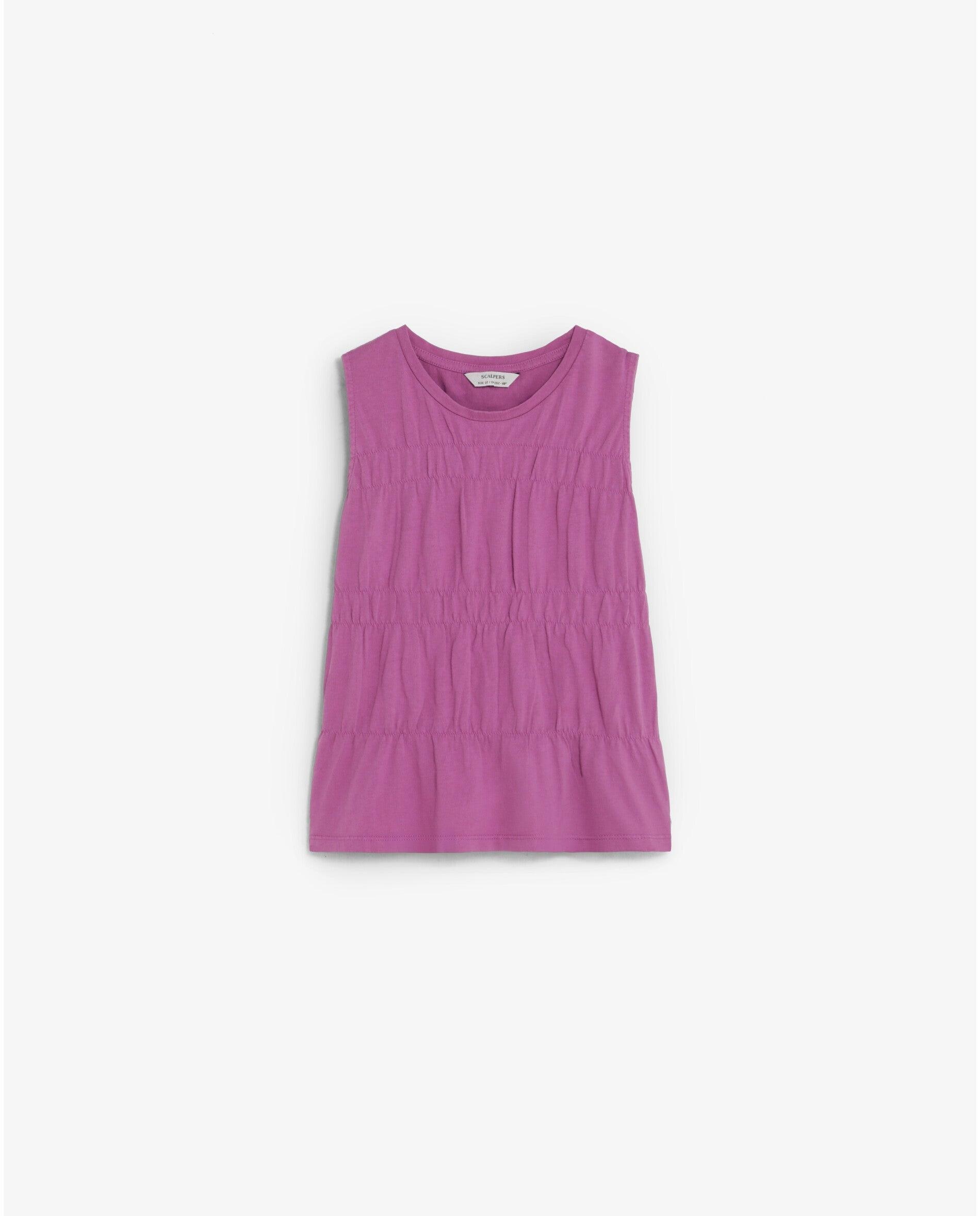 Camiseta de niña fruncida sin mangas - Scalpers - Malva Malva-1
