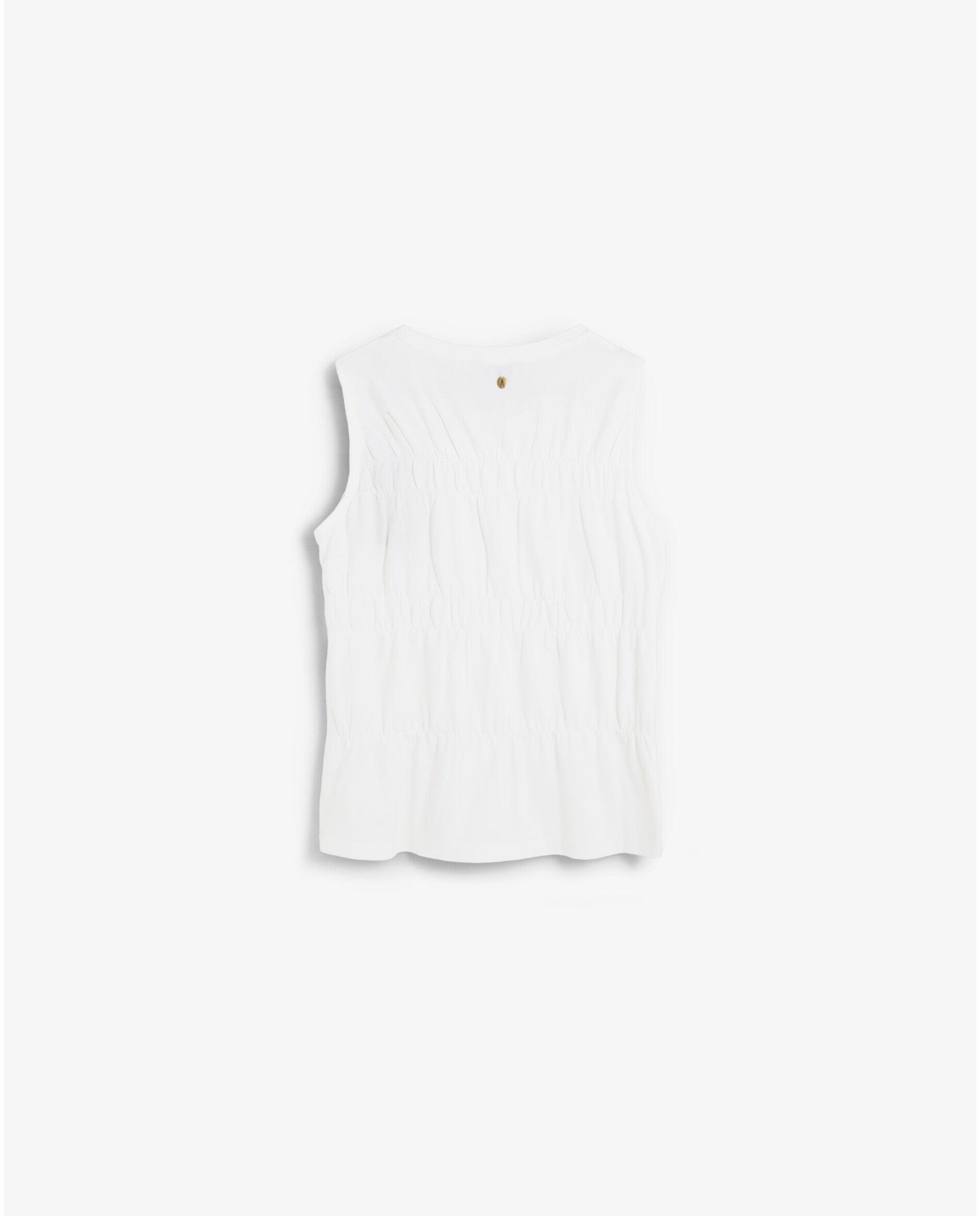 Camiseta de niña sin mangas en tejido fruncido - Scalpers - Blanco Blanco-2