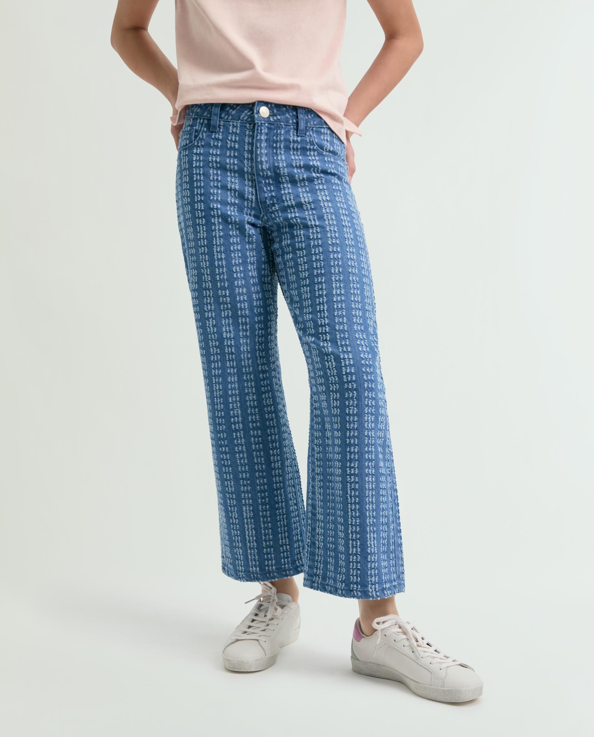 Vaquero de niña recto con estampado de rayas - Scalpers - Azul índigo Azul índigo-2