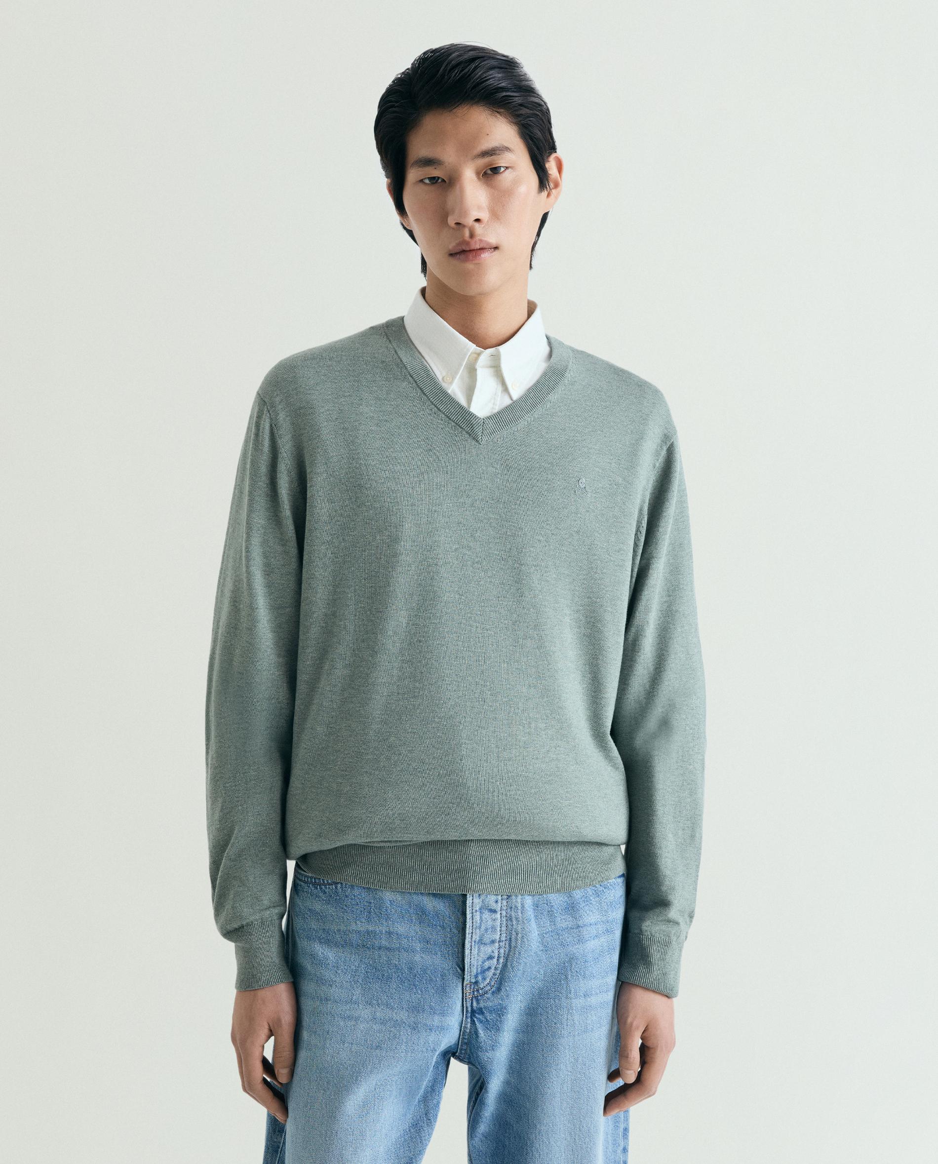 Imagen 1 de Jersey de hombre de algodón supima con cuello pico - Scalpers - Verde menta Verde menta