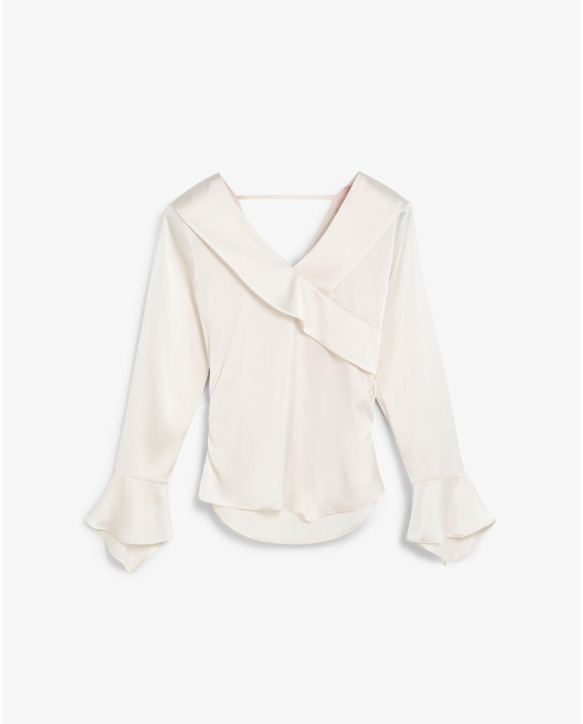 Blusa de mujer con escote en pico y solapa cruzada - Scalpers - Crudo Crudo-7