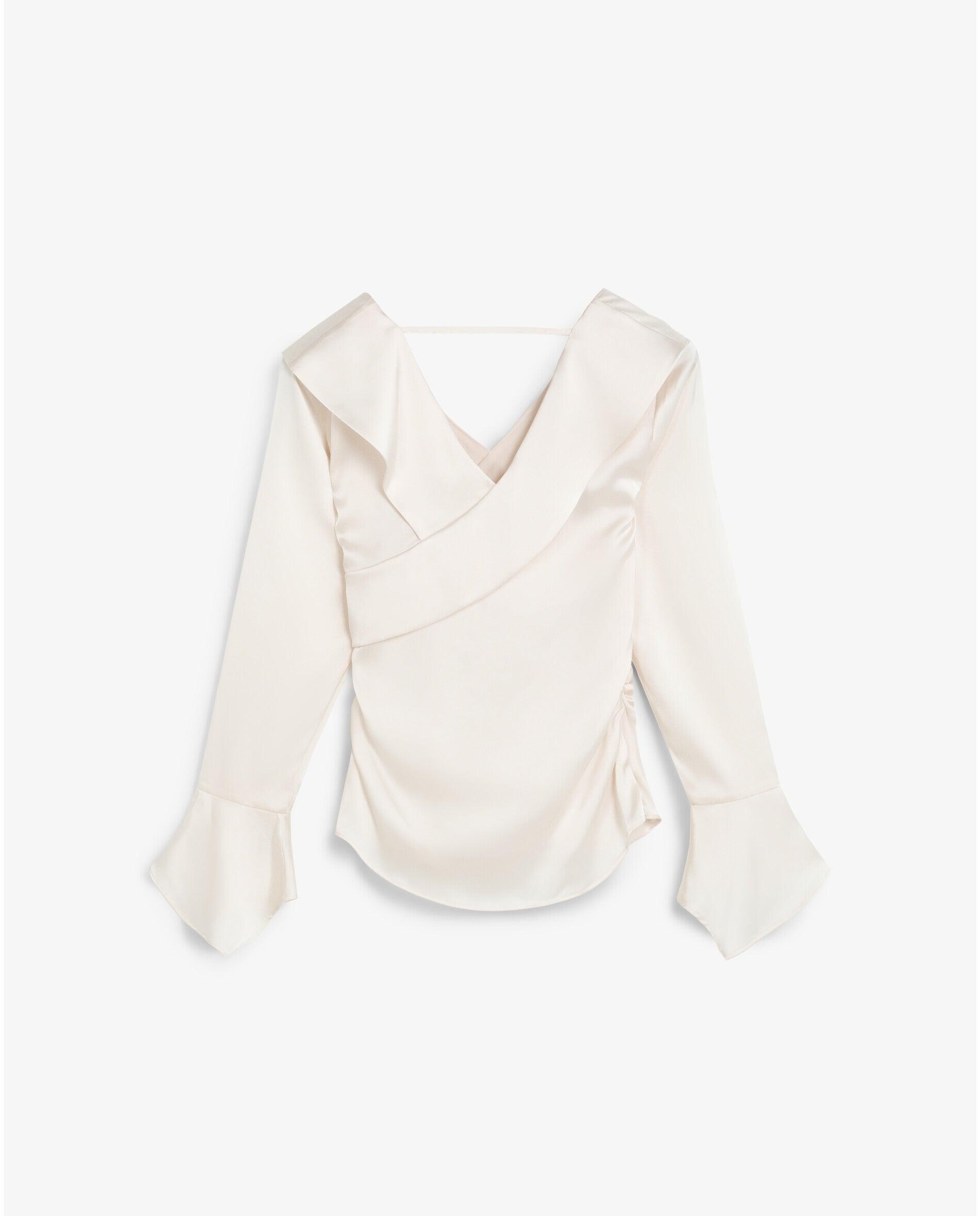 Blusa de mujer con escote en pico y solapa cruzada - Scalpers - Crudo Crudo-6