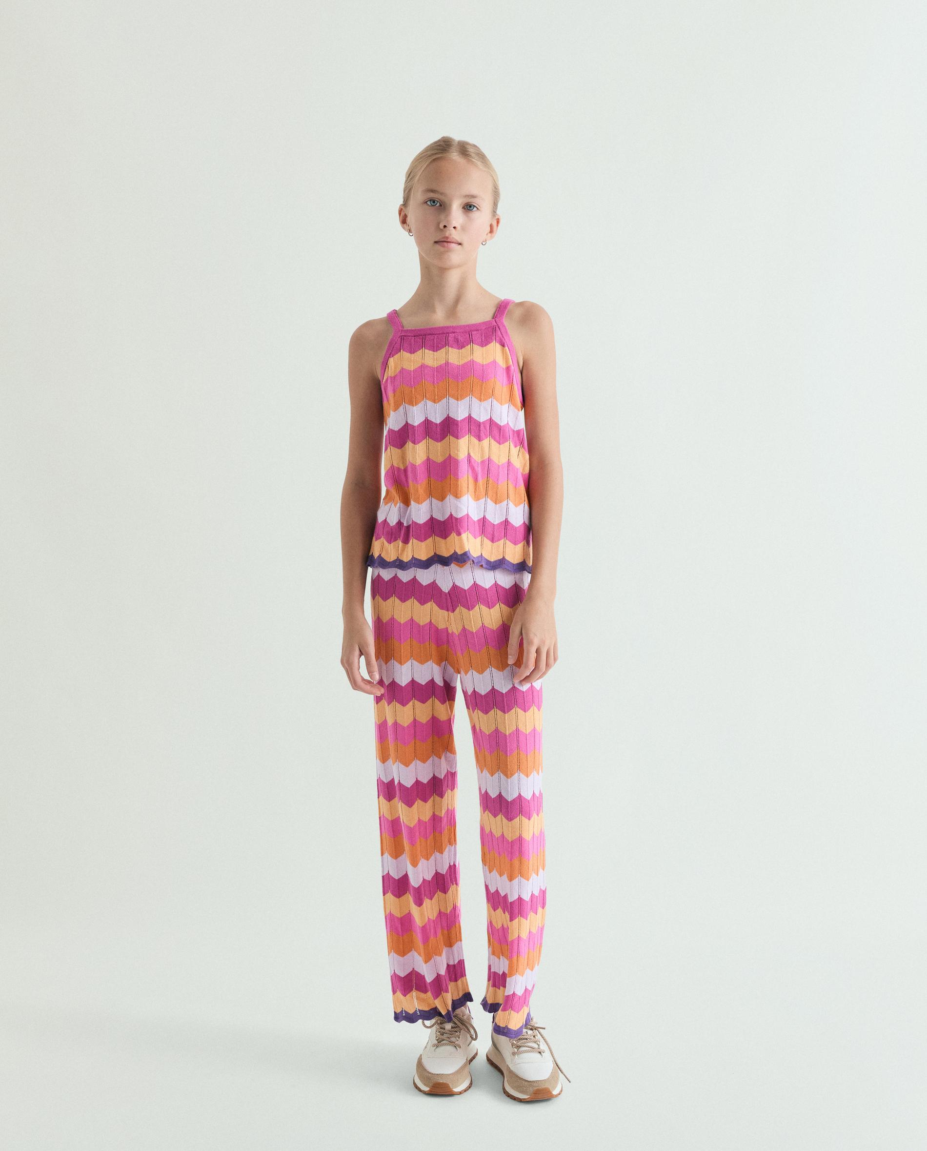 Imagen 0 de Pantalón de niña con estampado zigzag y cintura elástica Multicolor