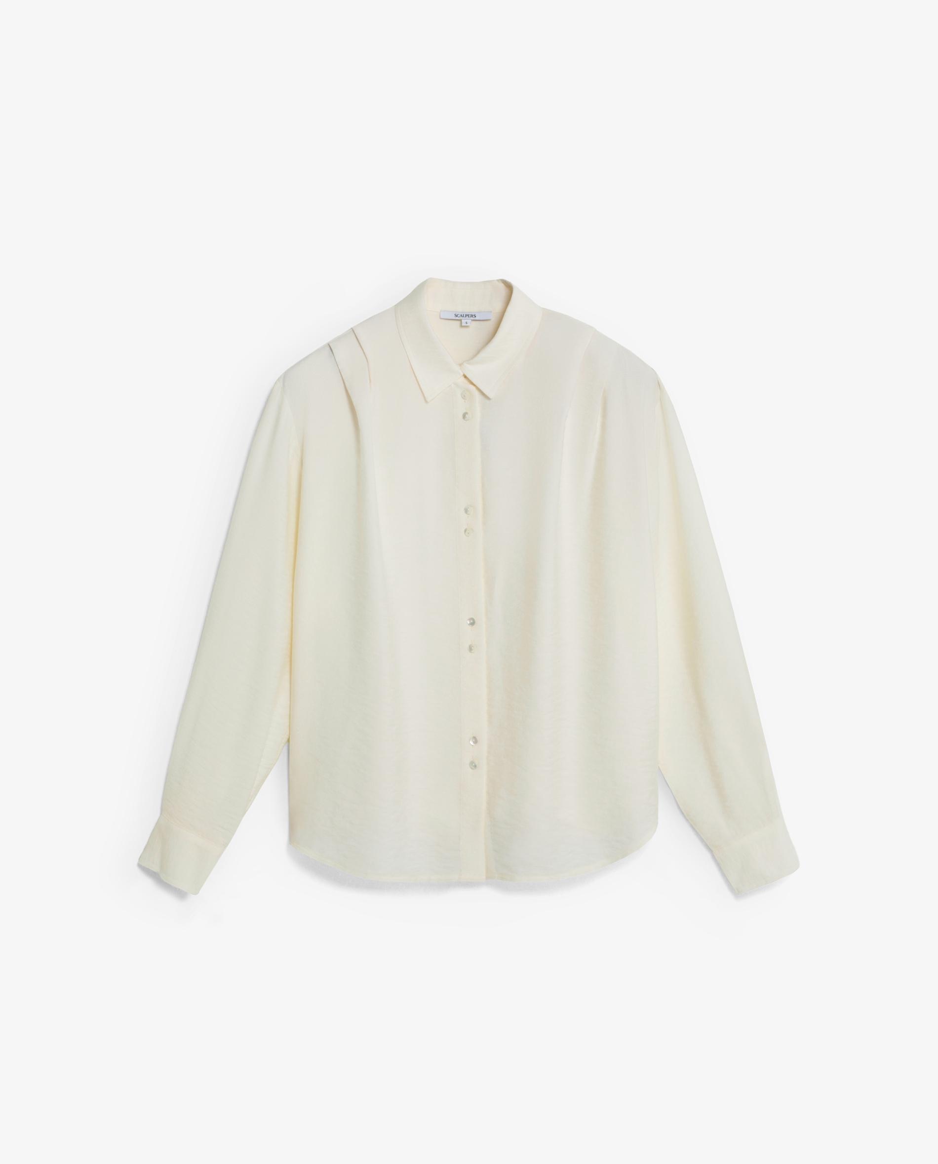 Camisa de mujer de manga larga con pliegues en los hombros - Scalpers - Crudo Crudo-6