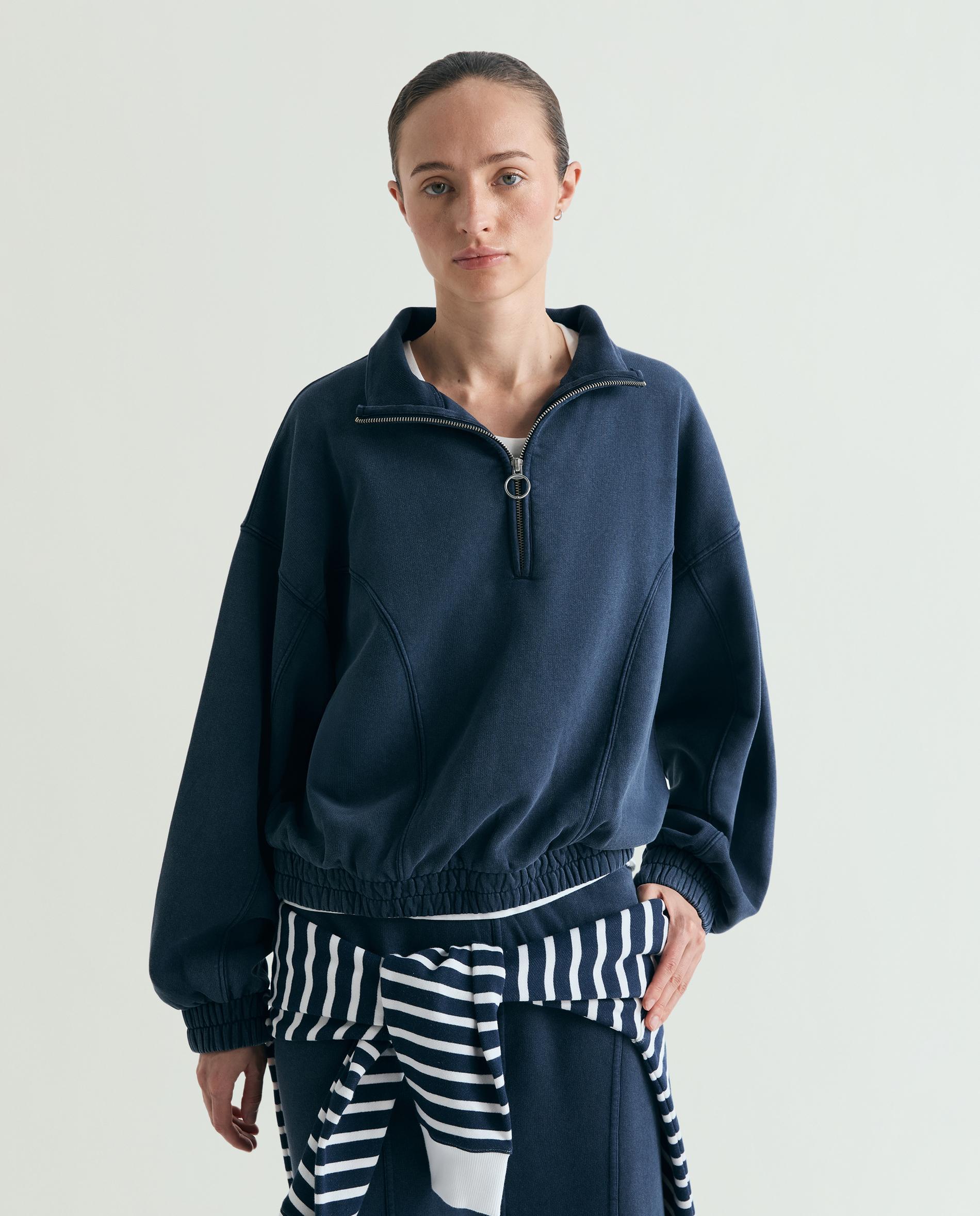 Scalpers - Sudadera de mujer con cuello subido y media cremallera.
