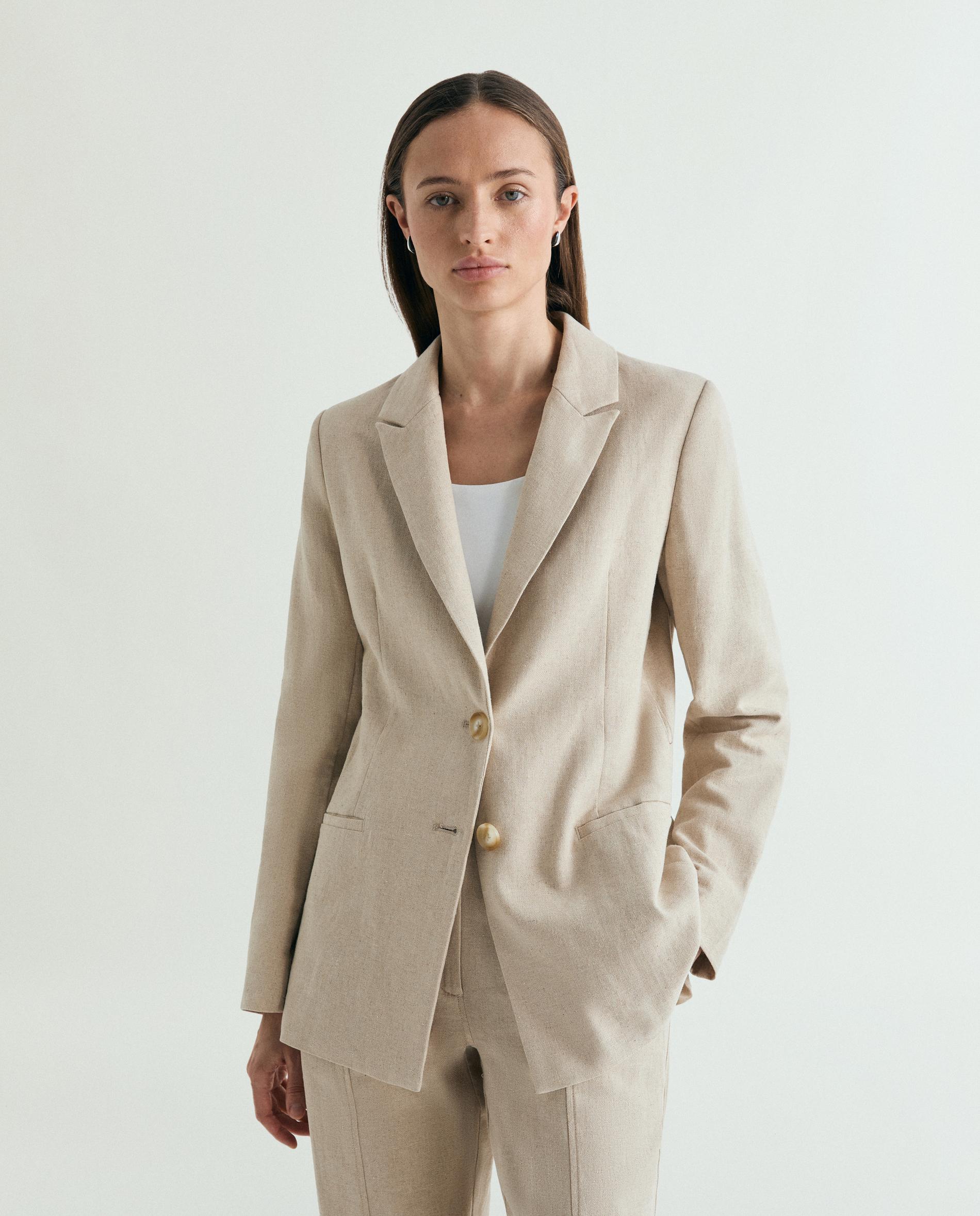 Blazer de mujer con cinturón a tono - Scalpers - Beige Beige-1