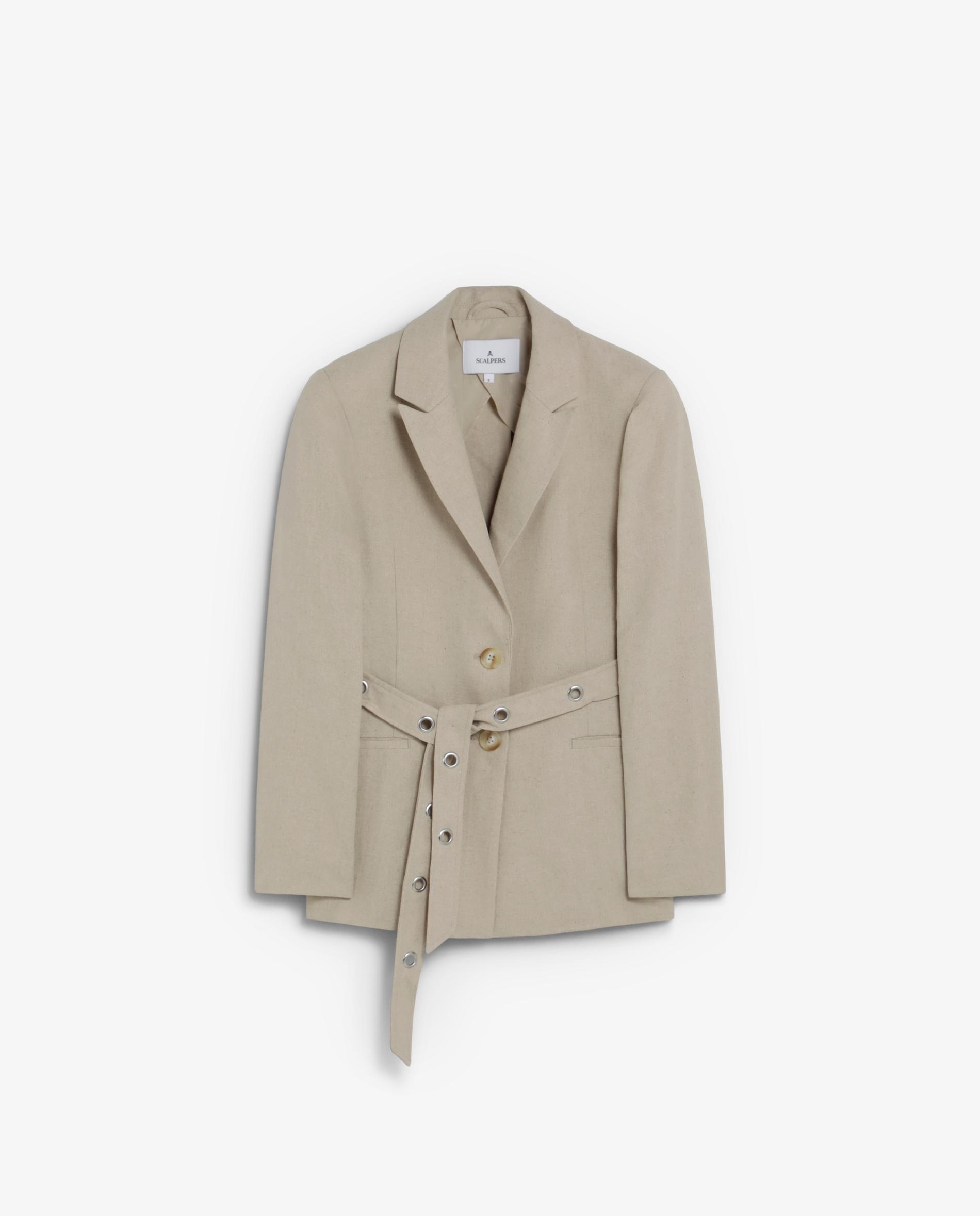 Blazer de mujer con cinturón a tono - Scalpers - Beige Beige-5