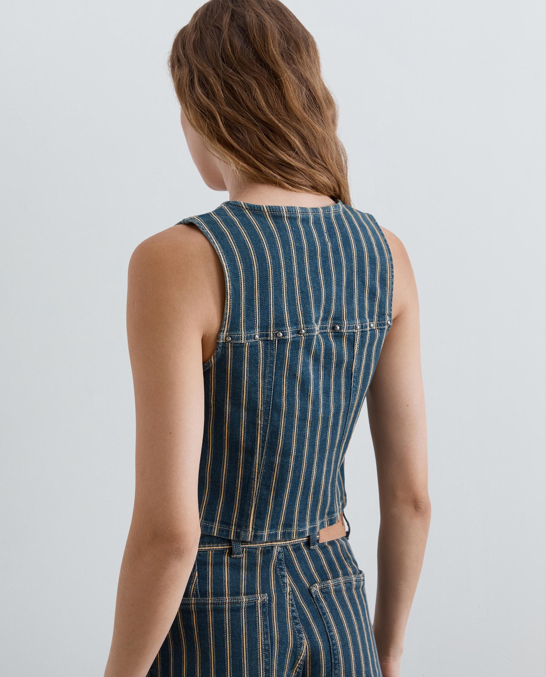 Chaleco de mujer denim de rayas con escote de pico - Scalpers - Azul índigo Azul índigo-2