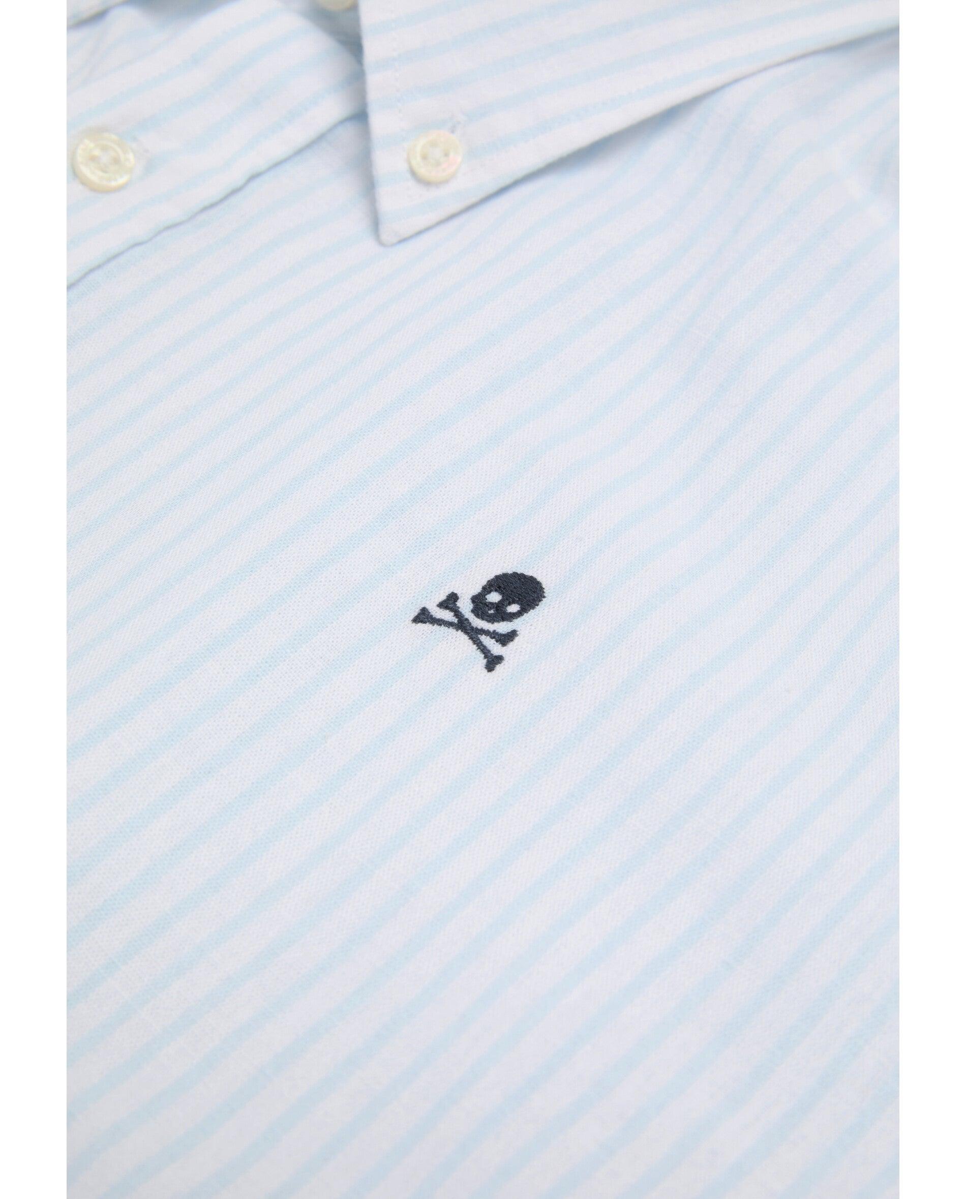 Camisa Oxford de hombre a rayas de manga larga - Scalpers - Azul Azul-2