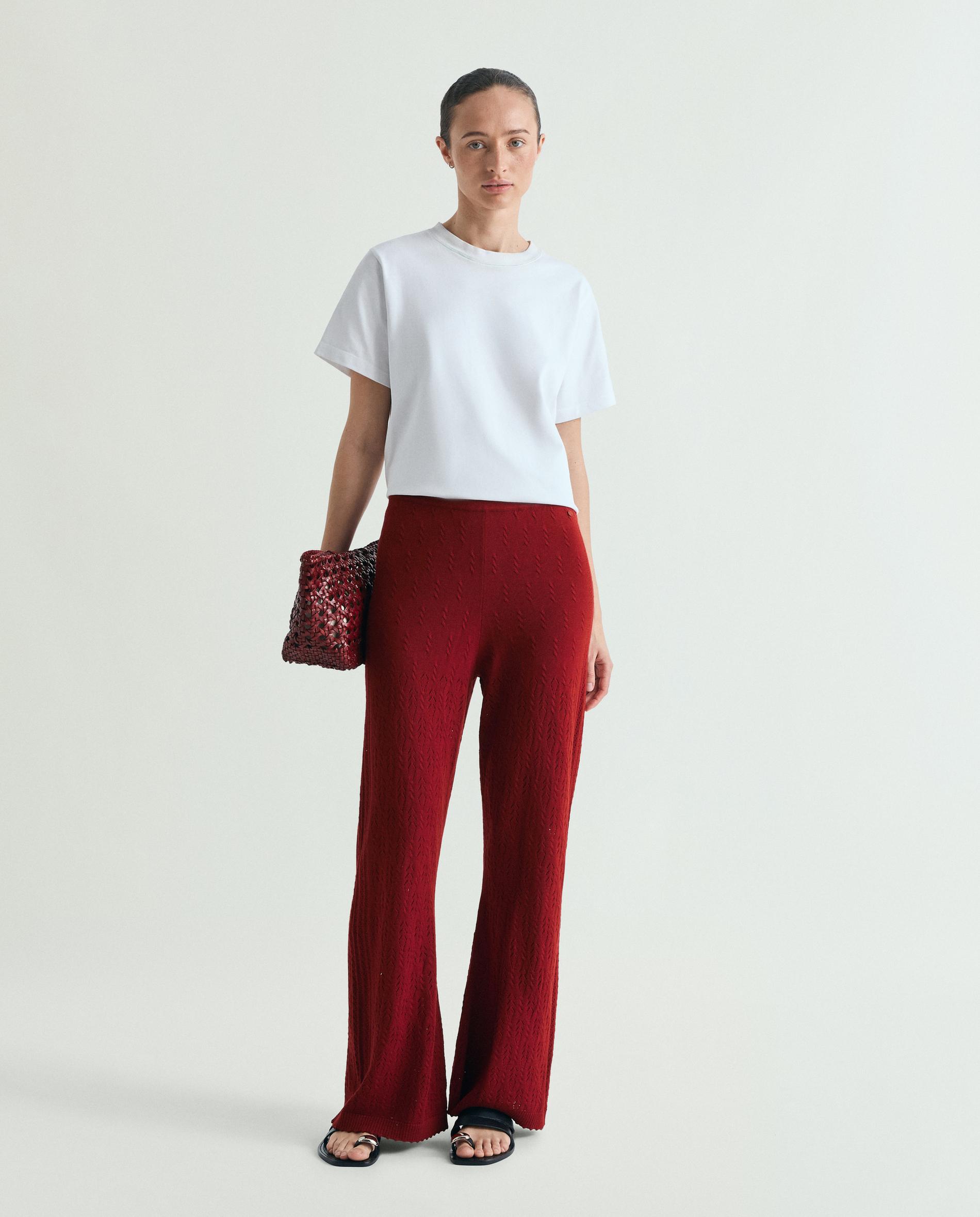 Scalpers - Pantalón de punto de mujer flare de tiro medio.