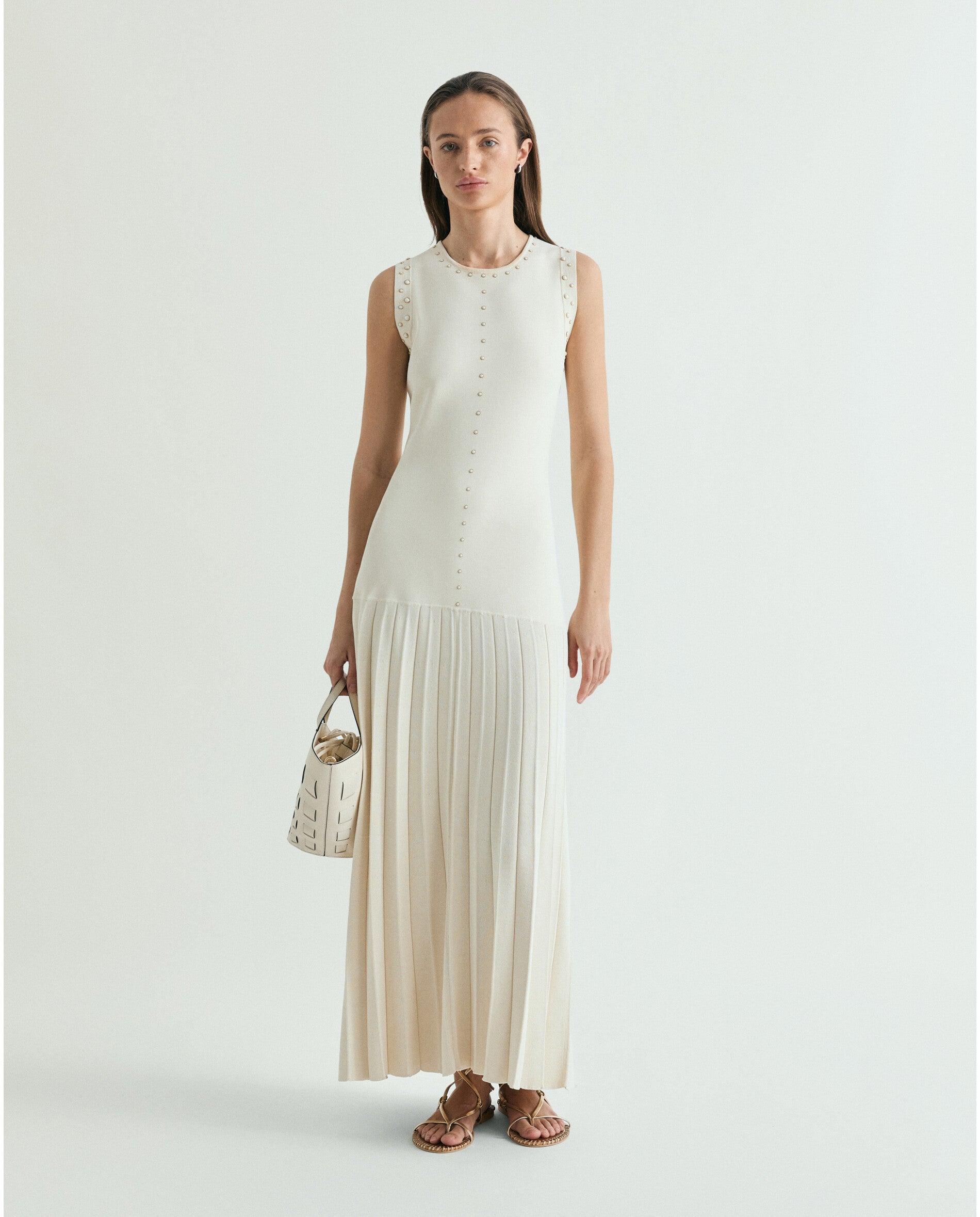 Scalpers - Vestido de punto midi con falda plisada.