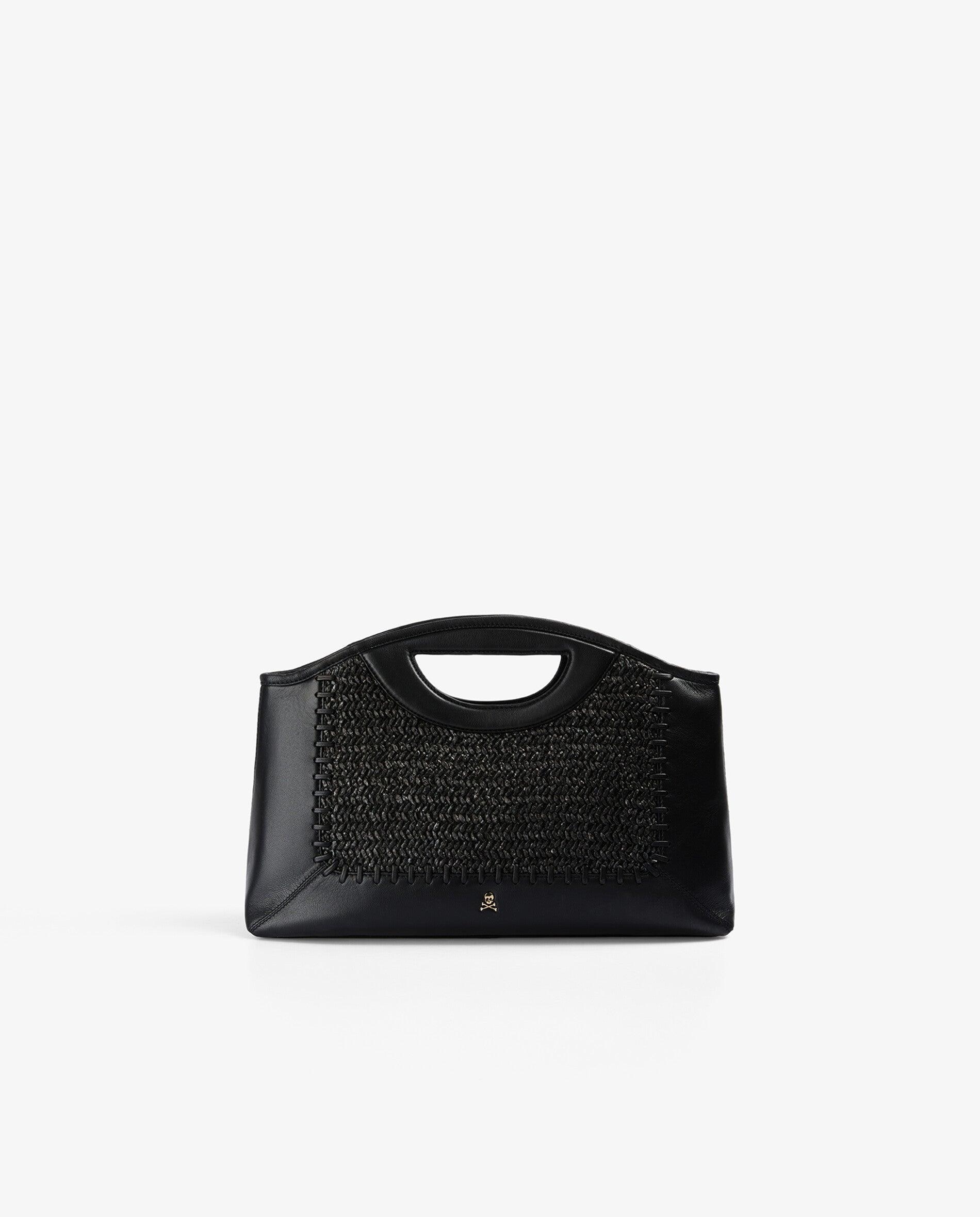 Bolso de mano tipo sobre en tejido texturizado