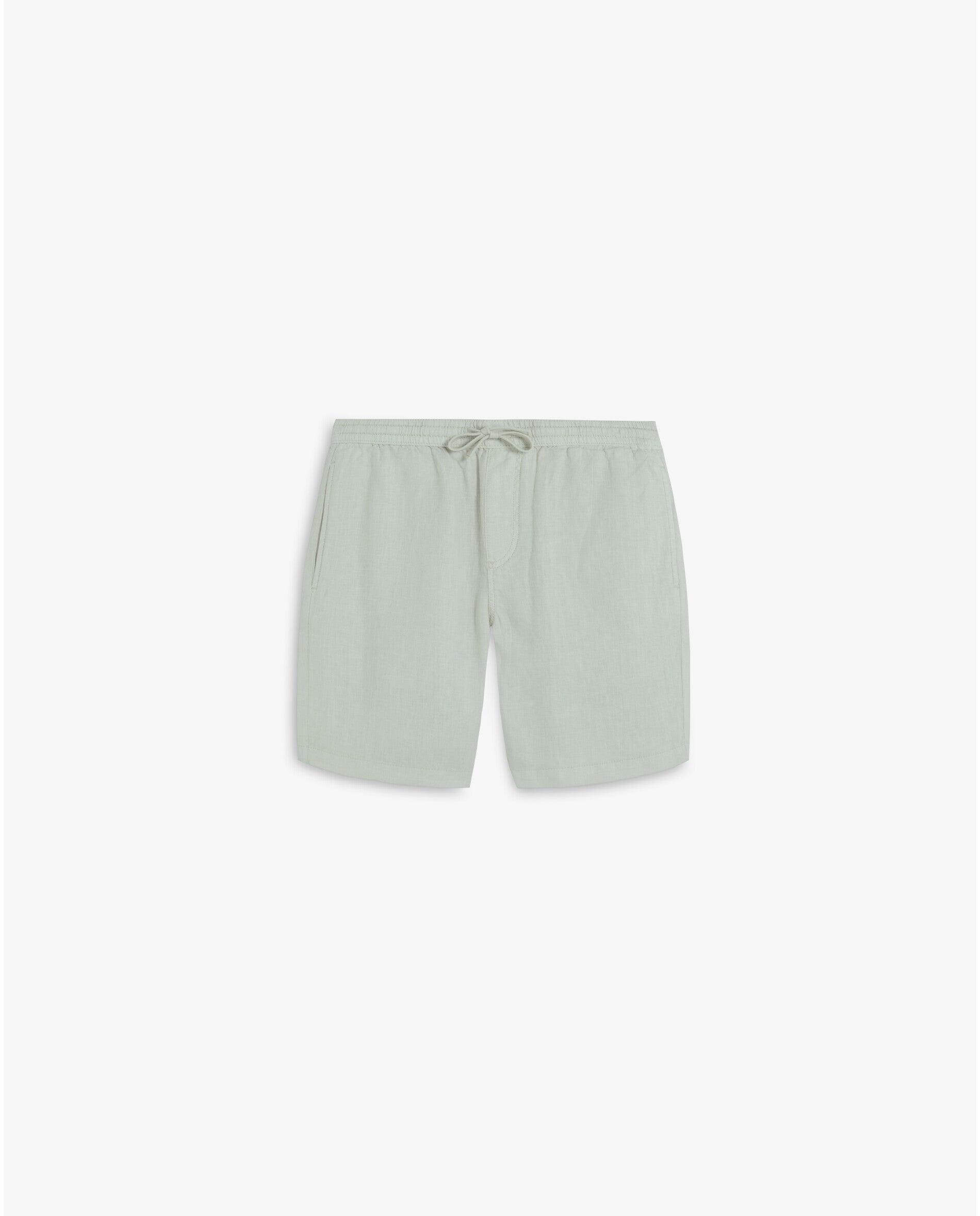 Bermuda de lino de hombre con cordón de ajuste y bolsillos traseros - Scalpers - Verde anticuario Verde anticuario-5