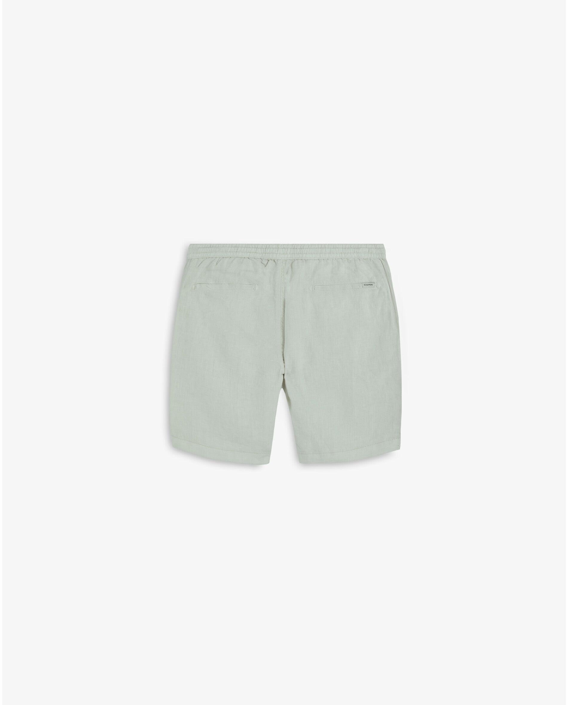 Bermuda de lino de hombre con cordón de ajuste y bolsillos traseros - Scalpers - Verde anticuario Verde anticuario-4