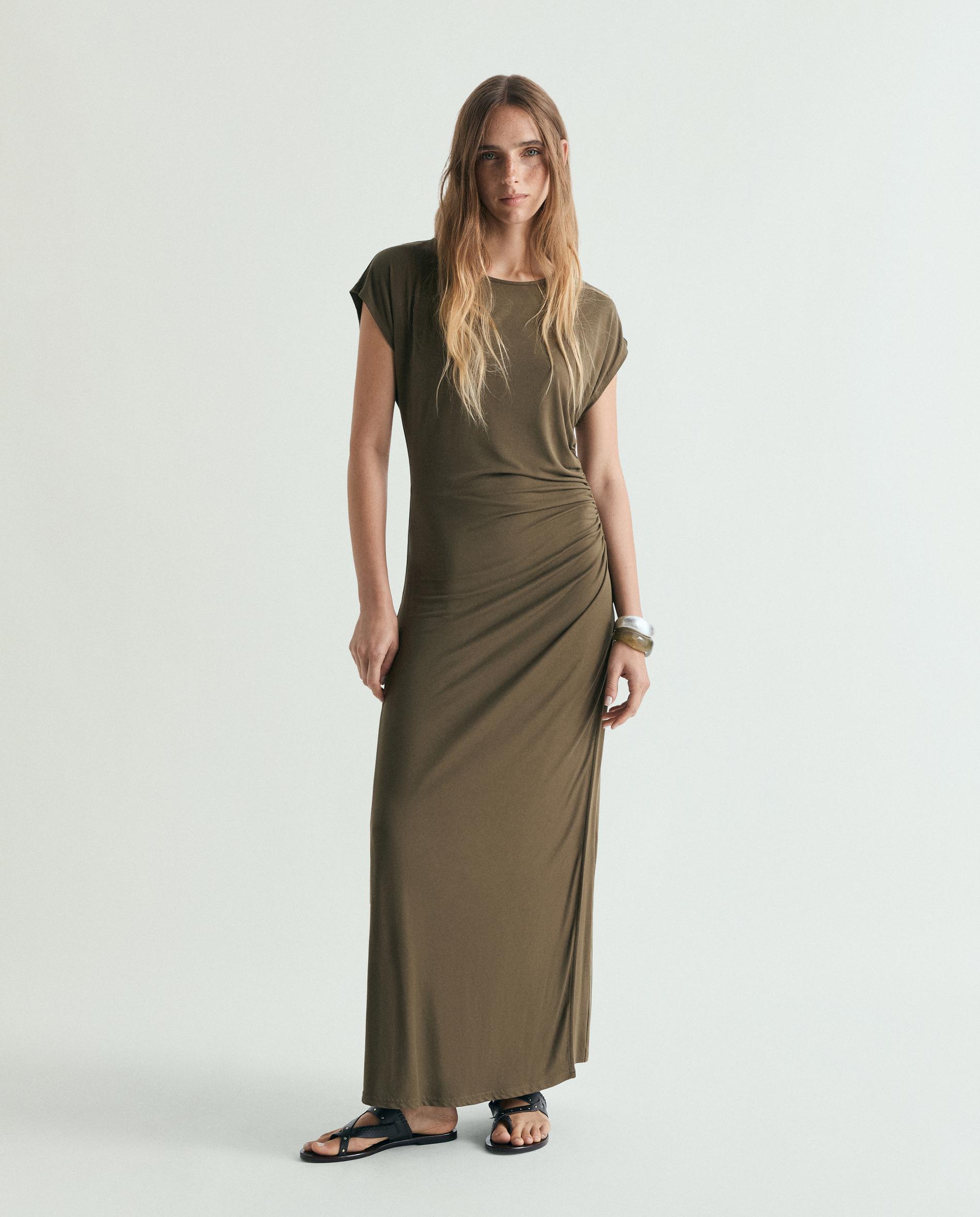 Scalpers - Vestido midi con frunces en la cintura.