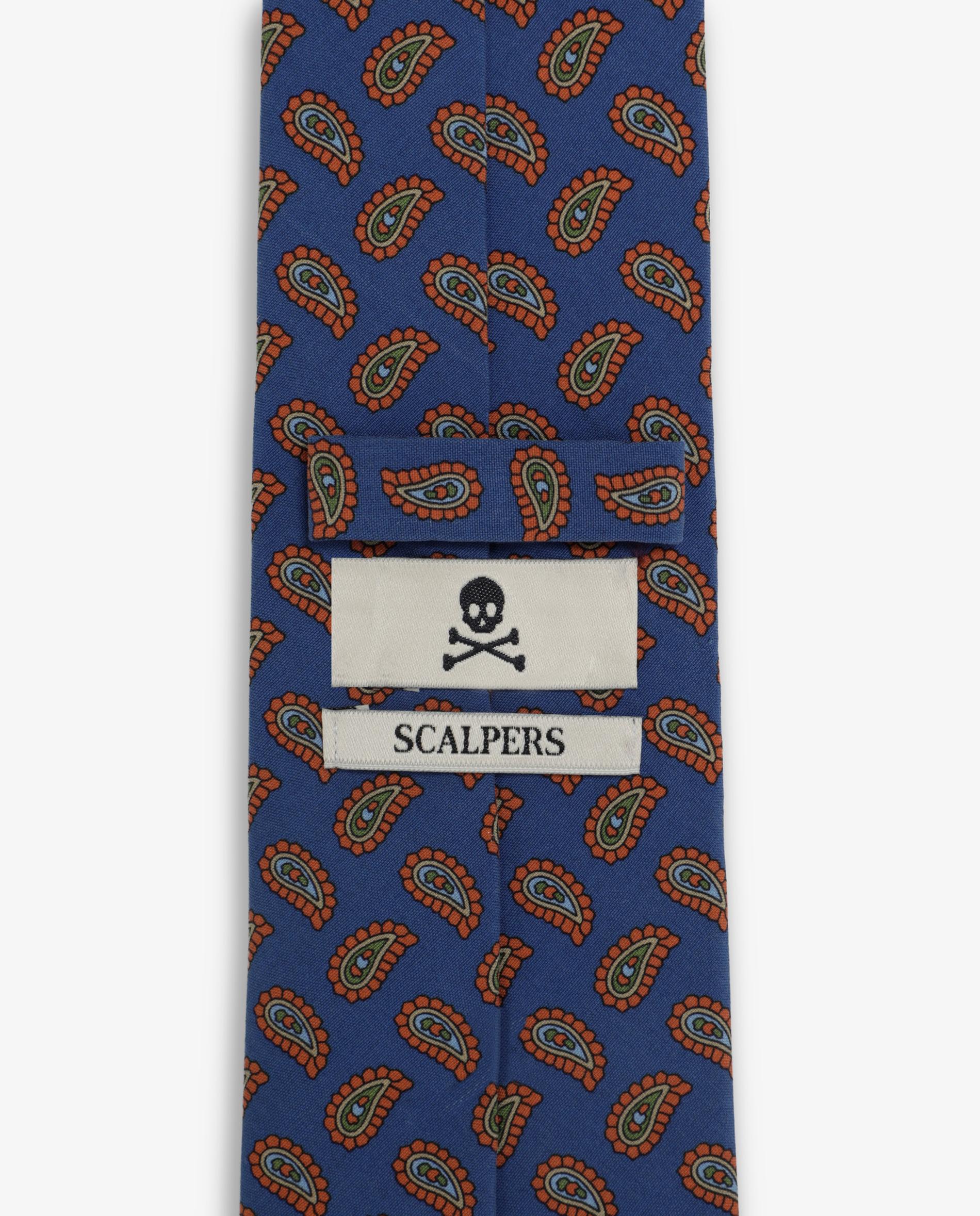 Corbata de hombre de seda con estampado paisley - Scalpers - Azul Azul-2