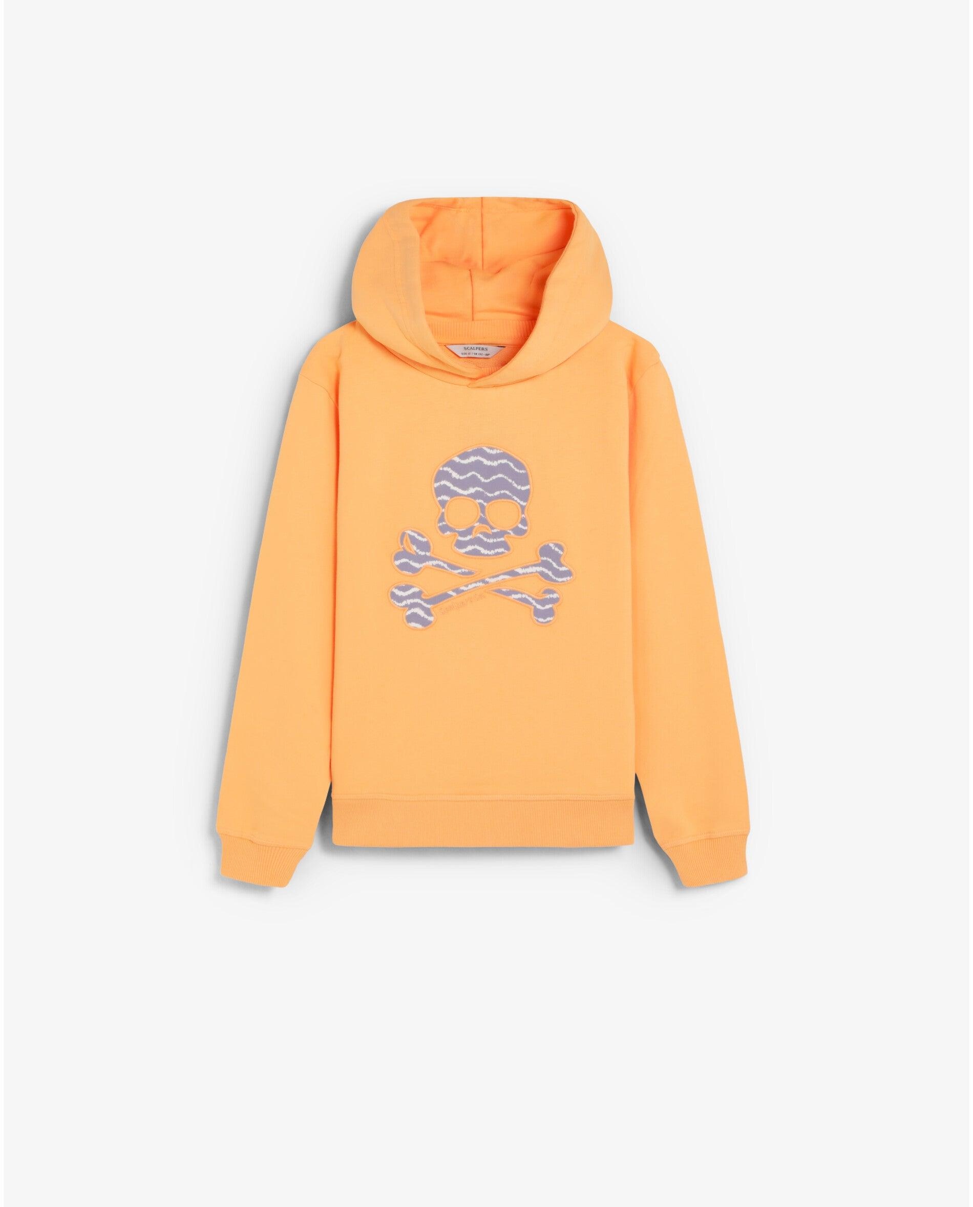 Sudadera con capucha de niña con calavera frontal - Scalpers - Lila Melocotón-1