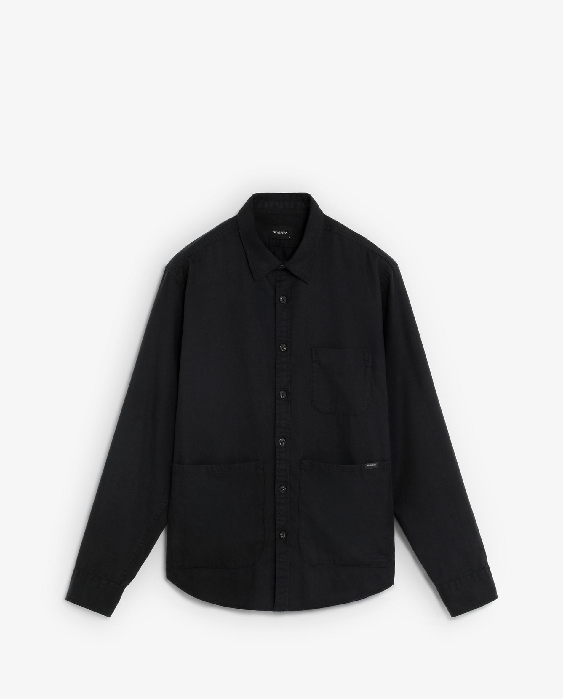 Sobrecamisa de hombre regular fit con bolsillos - Scalpers - Negro Negro-7