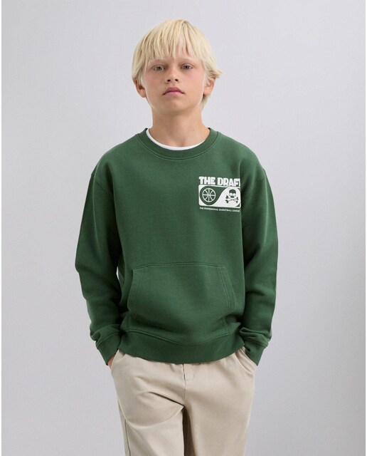 Imagen 0 de Sudadera de niño de algodón con estampado trasero y bolsillo canguro