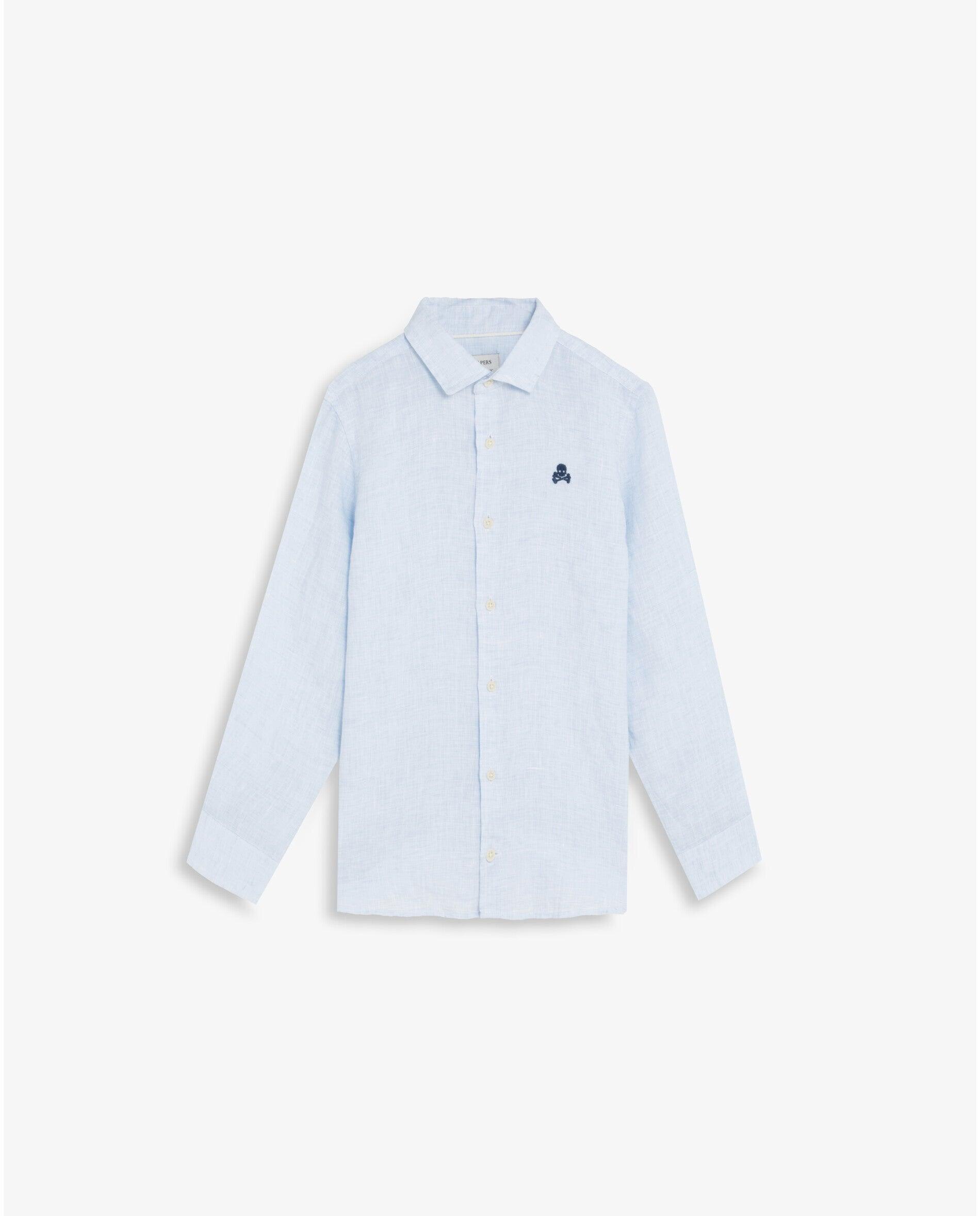 Camisa de niño 100% lino de manga larga - Scalpers - Azul Azul-6