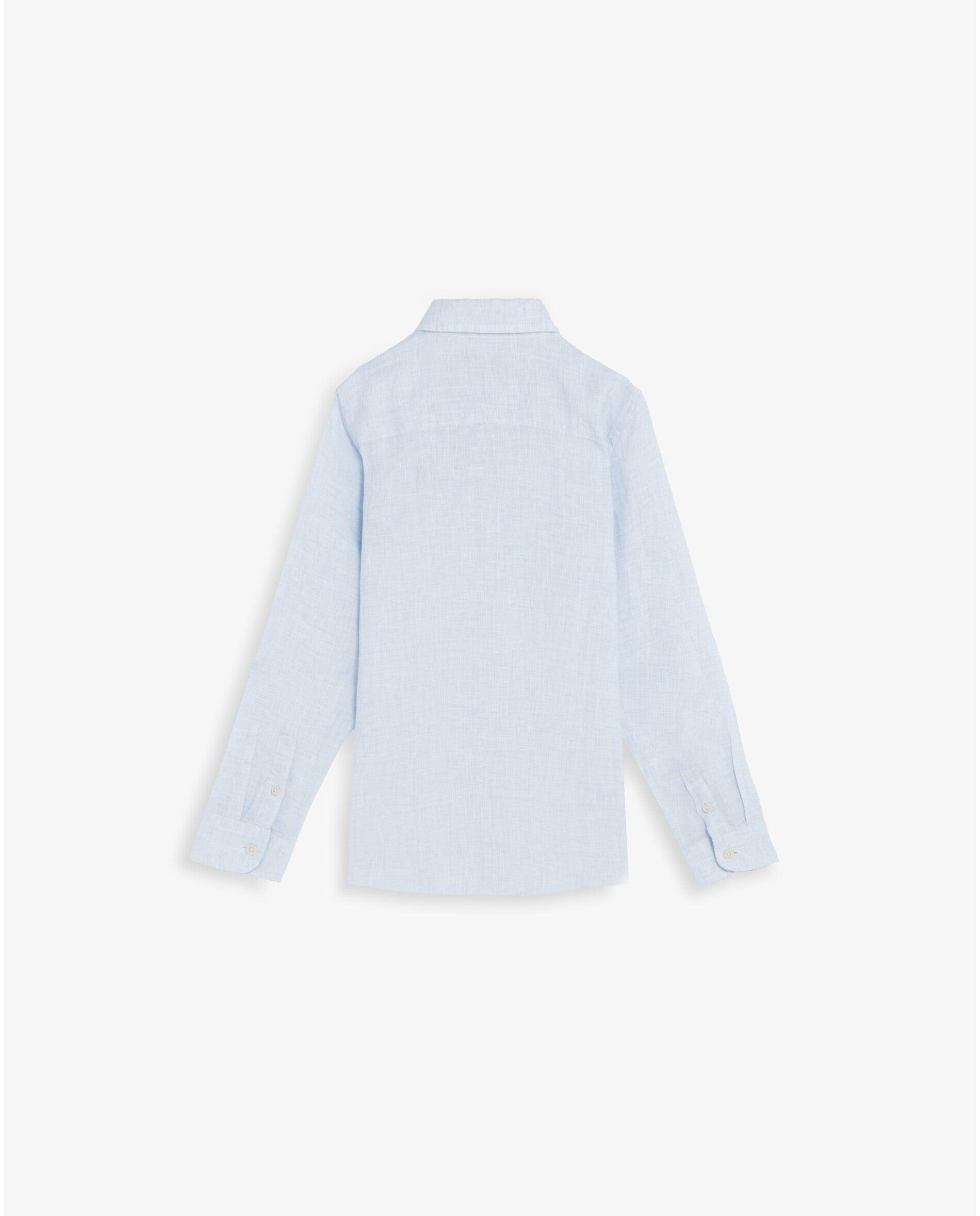 Camisa de niño 100% lino de manga larga - Scalpers - Azul Azul-5