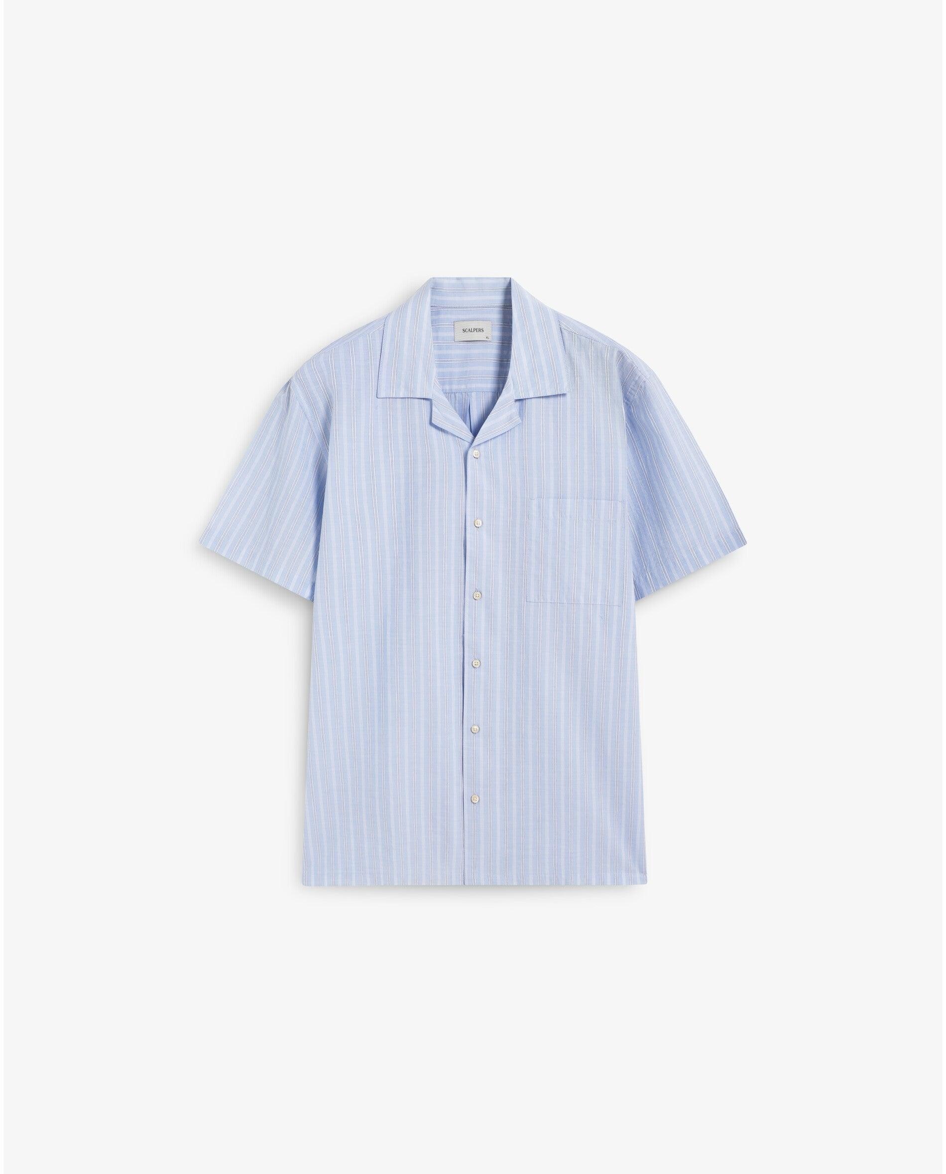 Scalpers - Camisa de hombre de manga corta a rayas.