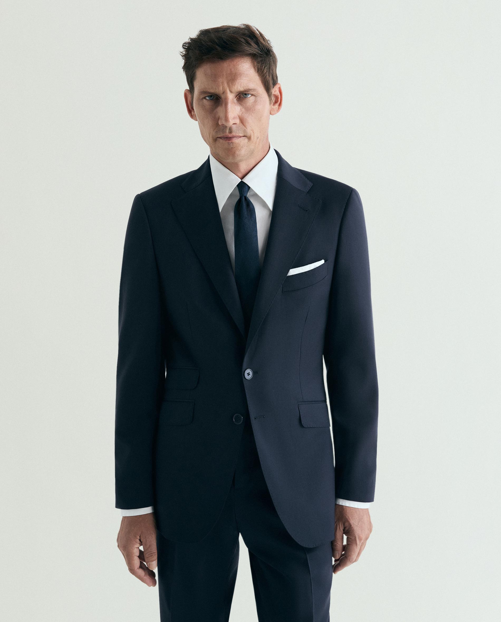 Imagen 0 de Chaqueta de traje de hombre de lana con cierre de botones Azul marino