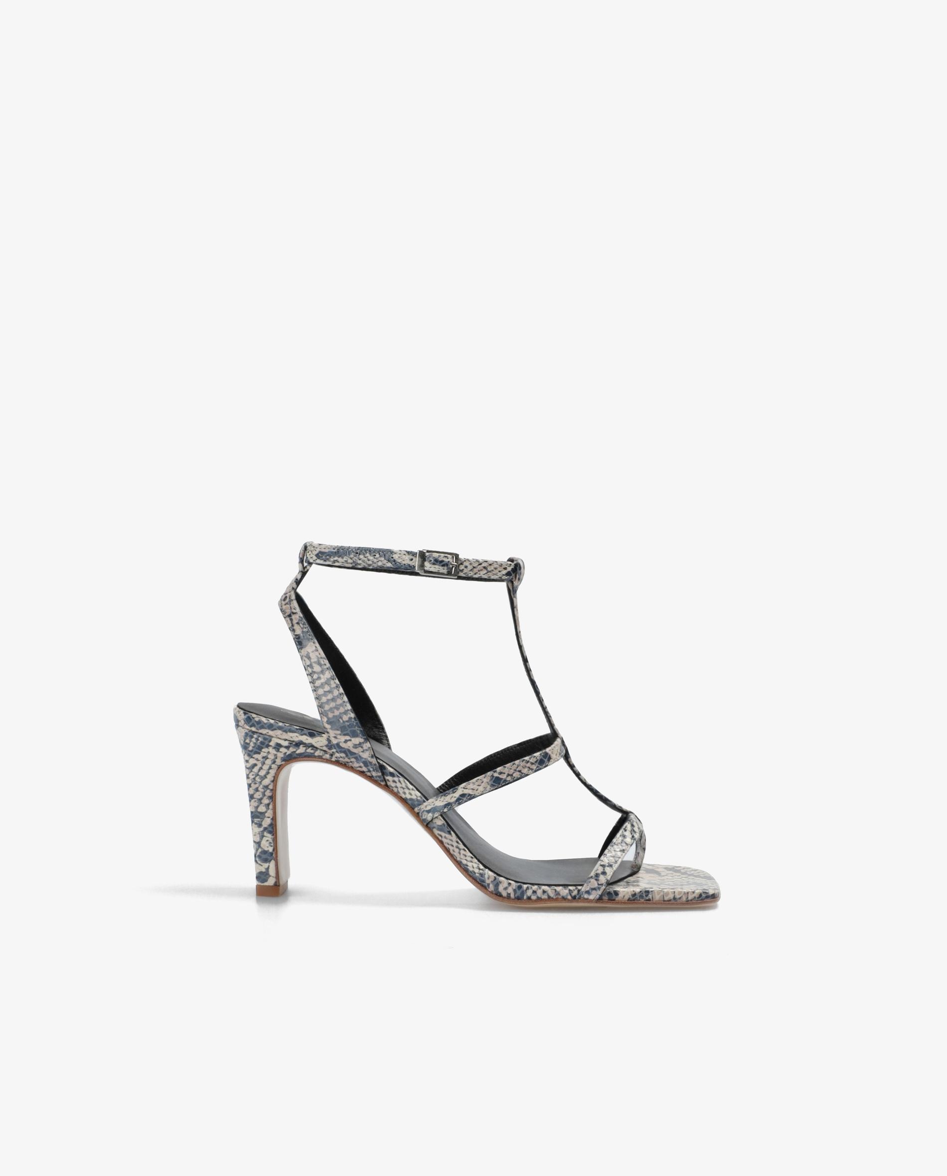 Scalpers - Sandalias de tiras de mujer efecto serpiente con punta cuadrada.