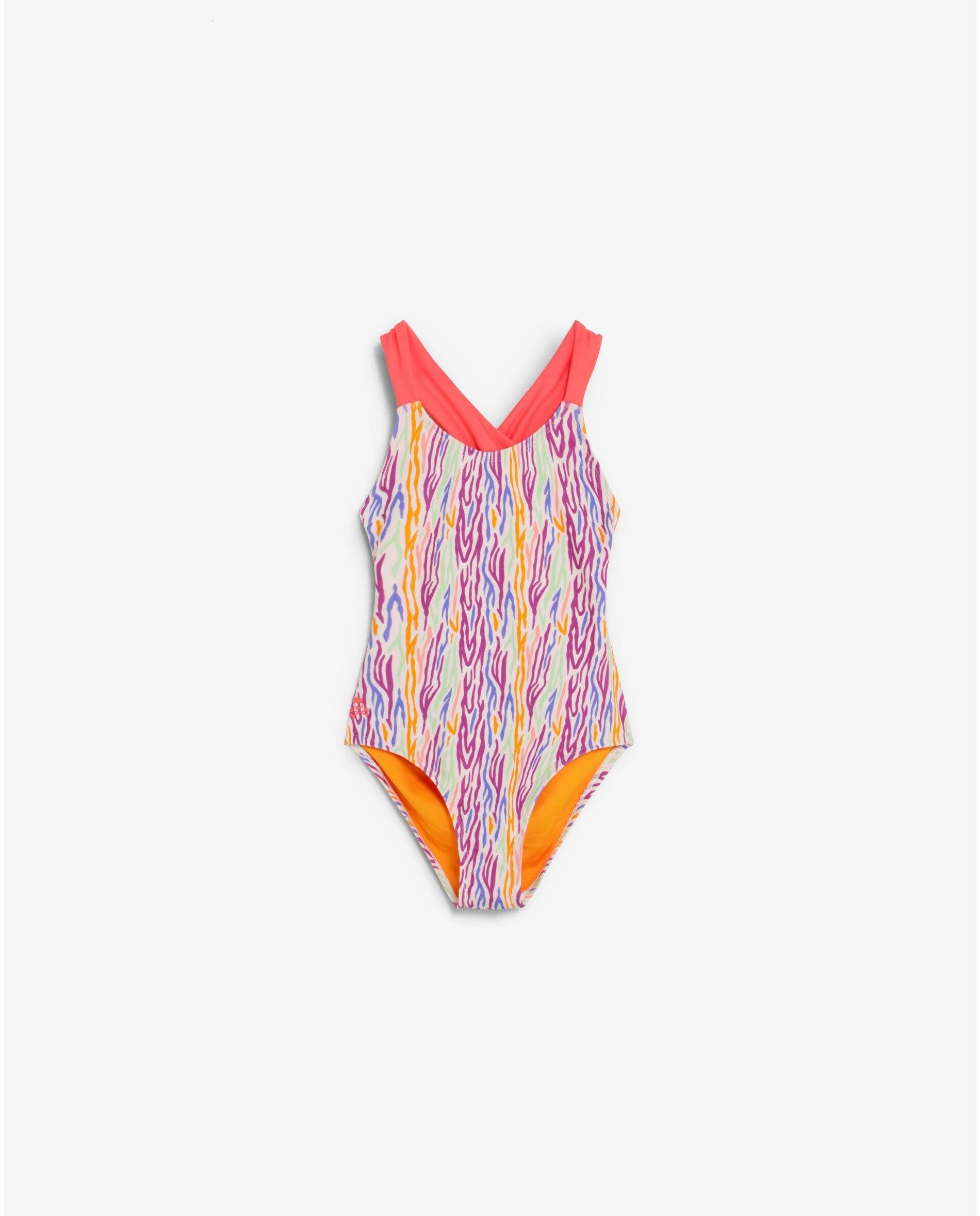 Bañador de niña estampado con tirantes cruzados