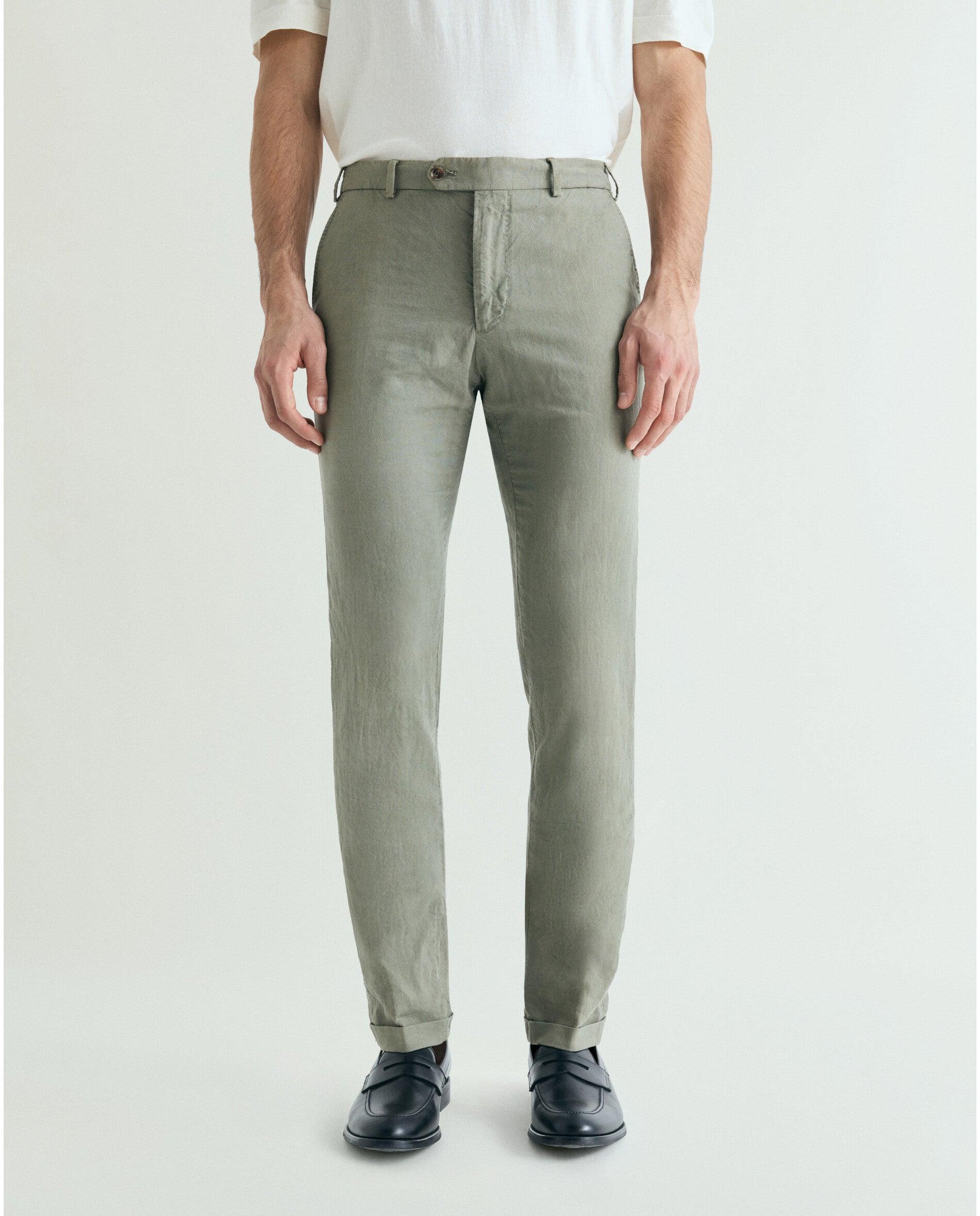 Pantalón de traje de hombre regular fit con trabillas - Scalpers - Kaki Kaki-2