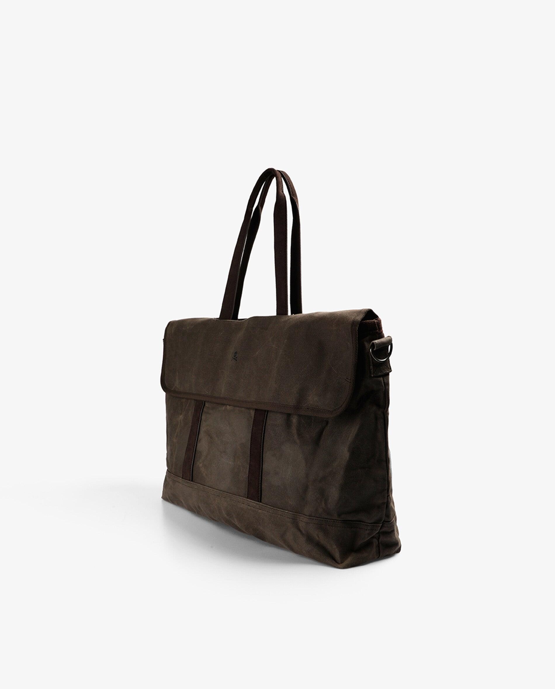 Bandolera de hombre de viaje con doble asa y acabado encerado - Scalpers - Marrón Marrón-6