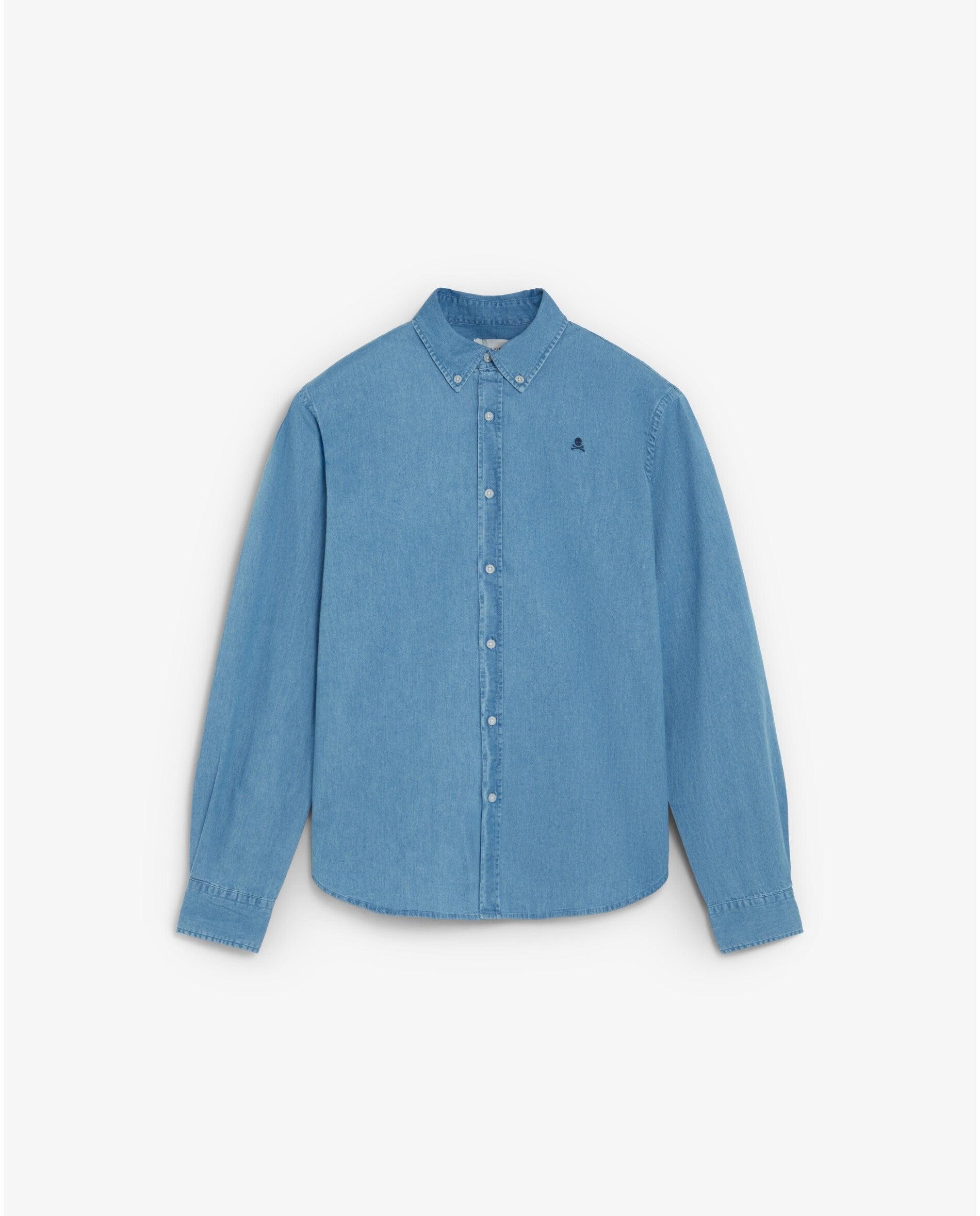 Camisa vaquera de hombre regular fit de manga larga - Scalpers - Azul índigo Azul índigo-6