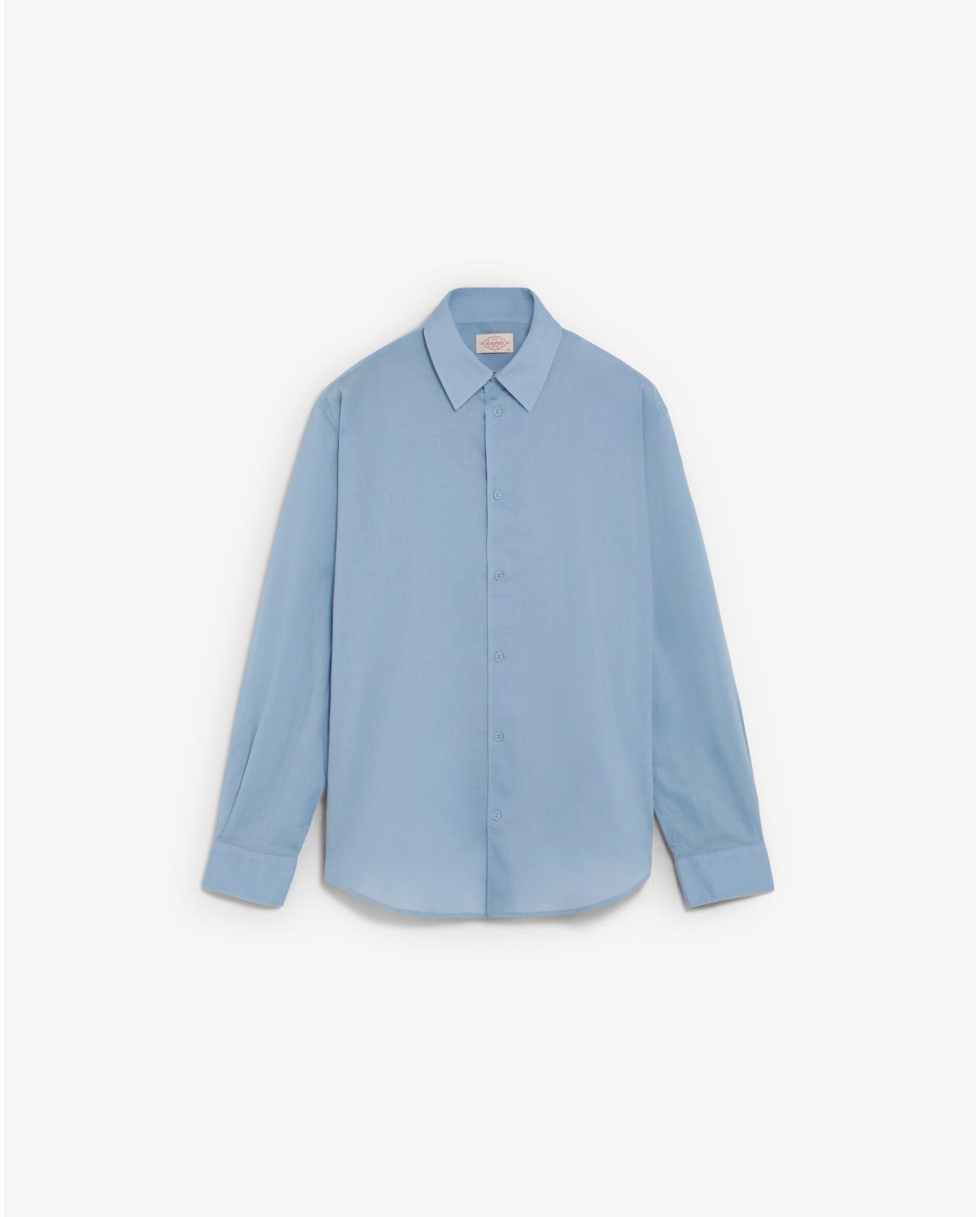 Camisa de hombre de manga larga regular fit 100% algodón - Scalpers - Azul Azul-4