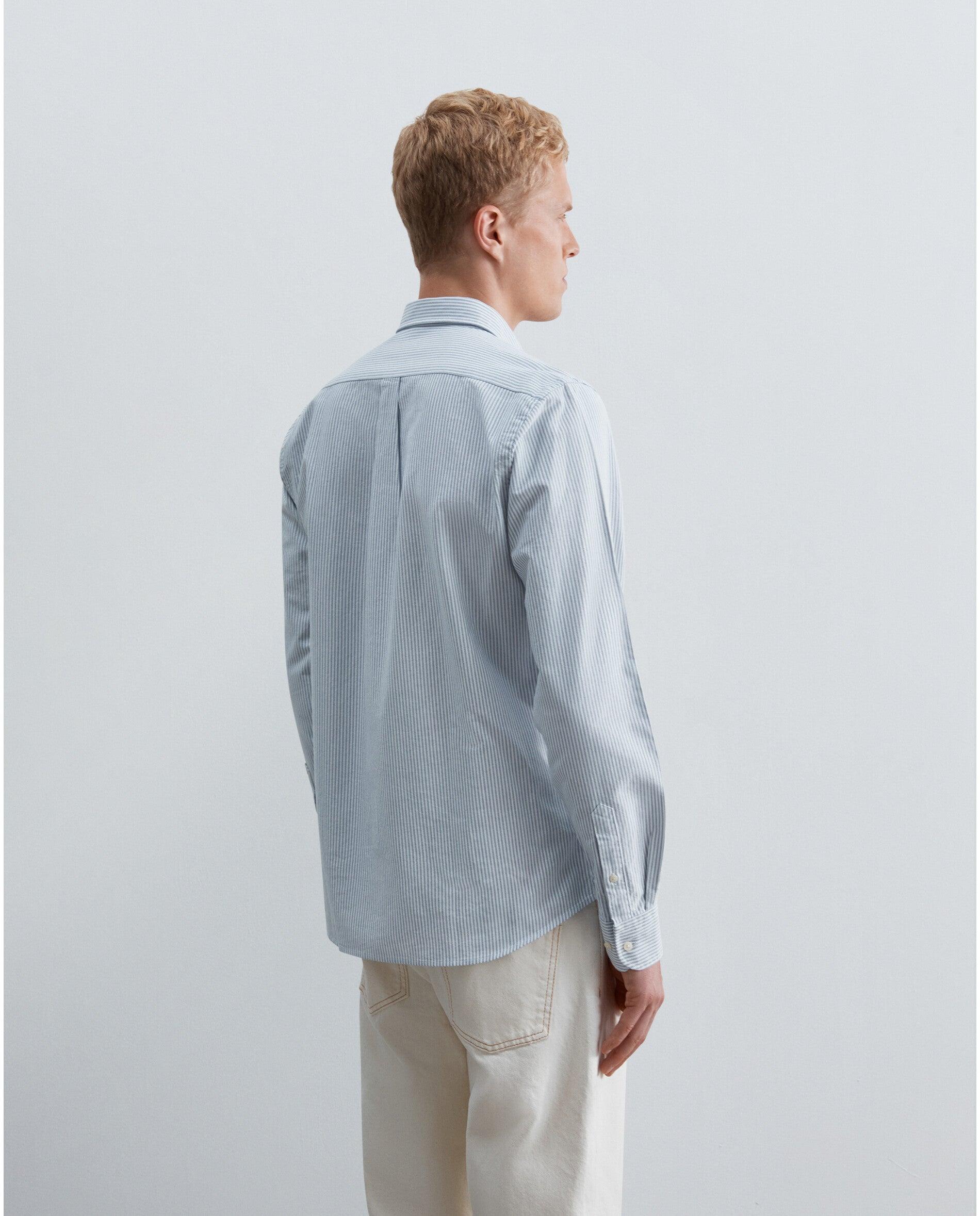 Imagen 2 de Camisa oxford de hombre regular fit de rayas - Scalpers - Azul grisáceo Azul grisáceo