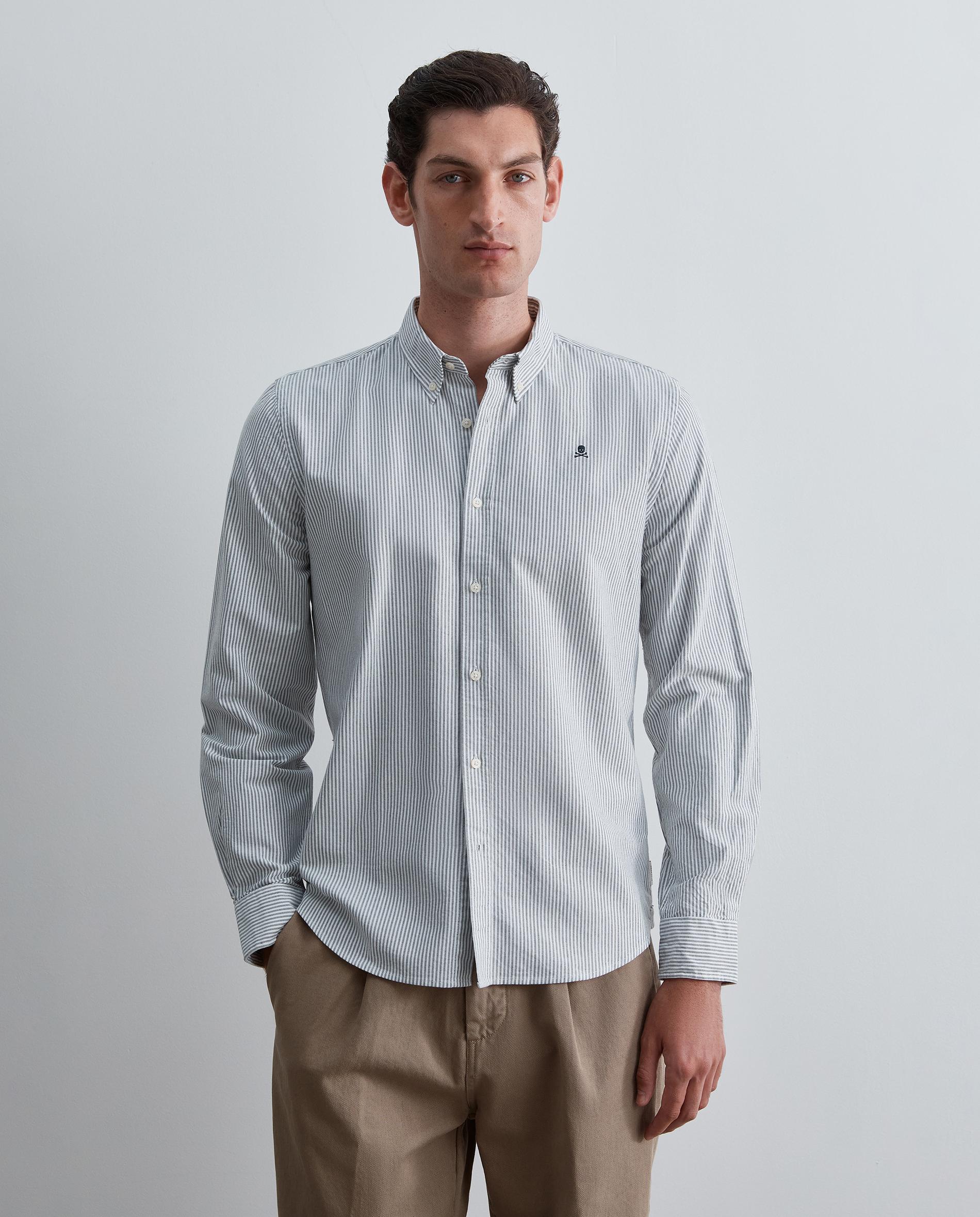 Camisa oxford de hombre regular fit de rayas - Scalpers - Kaki Kaki-1
