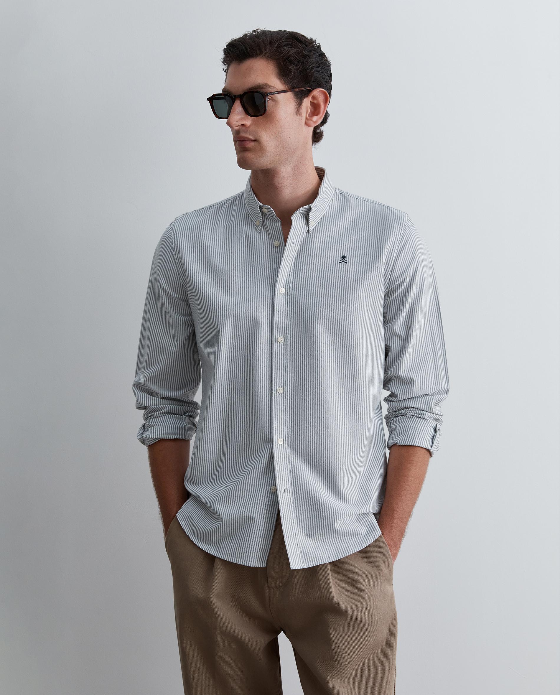 Camisa oxford de hombre regular fit de rayas - Scalpers - Kaki Kaki-4