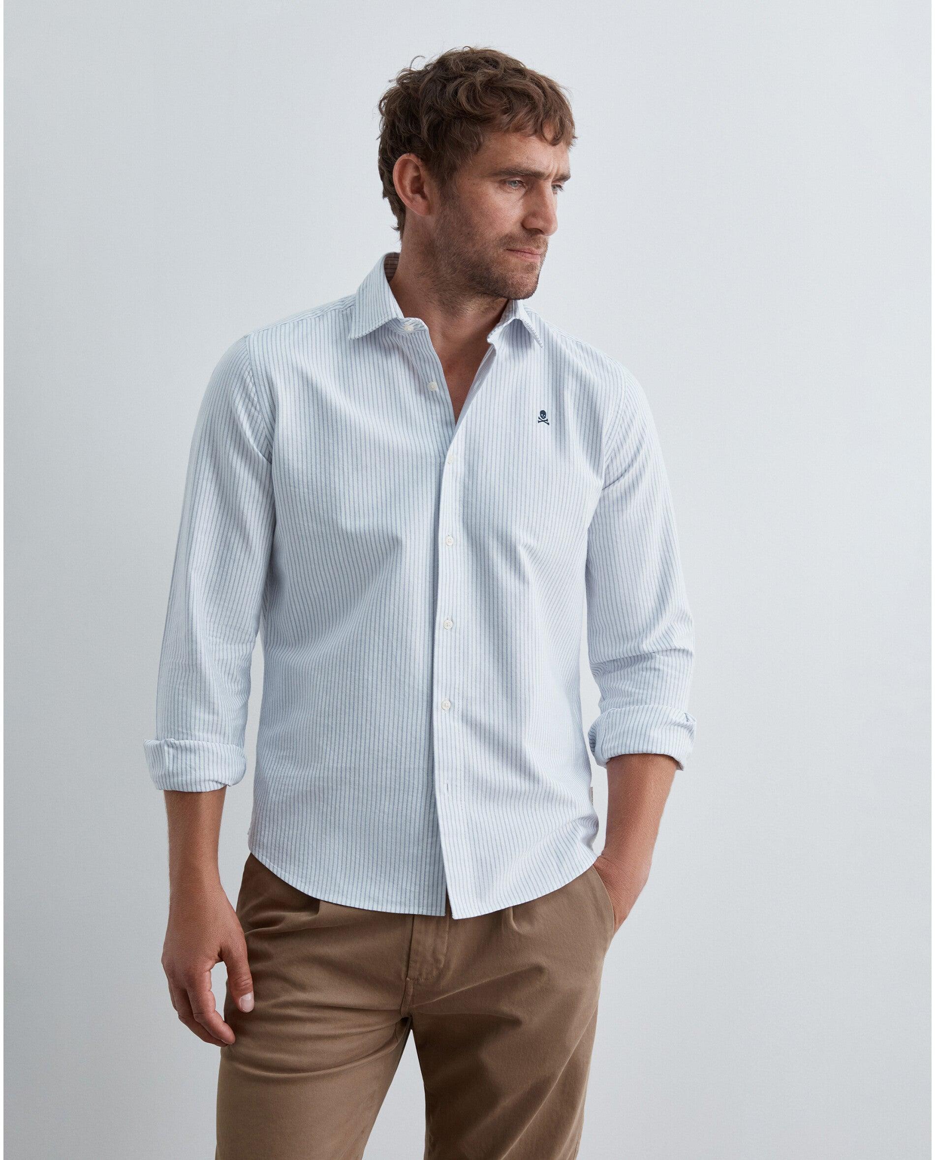 Imagen 0 de Camisa oxford de hombre regular fit de rayas Blanco