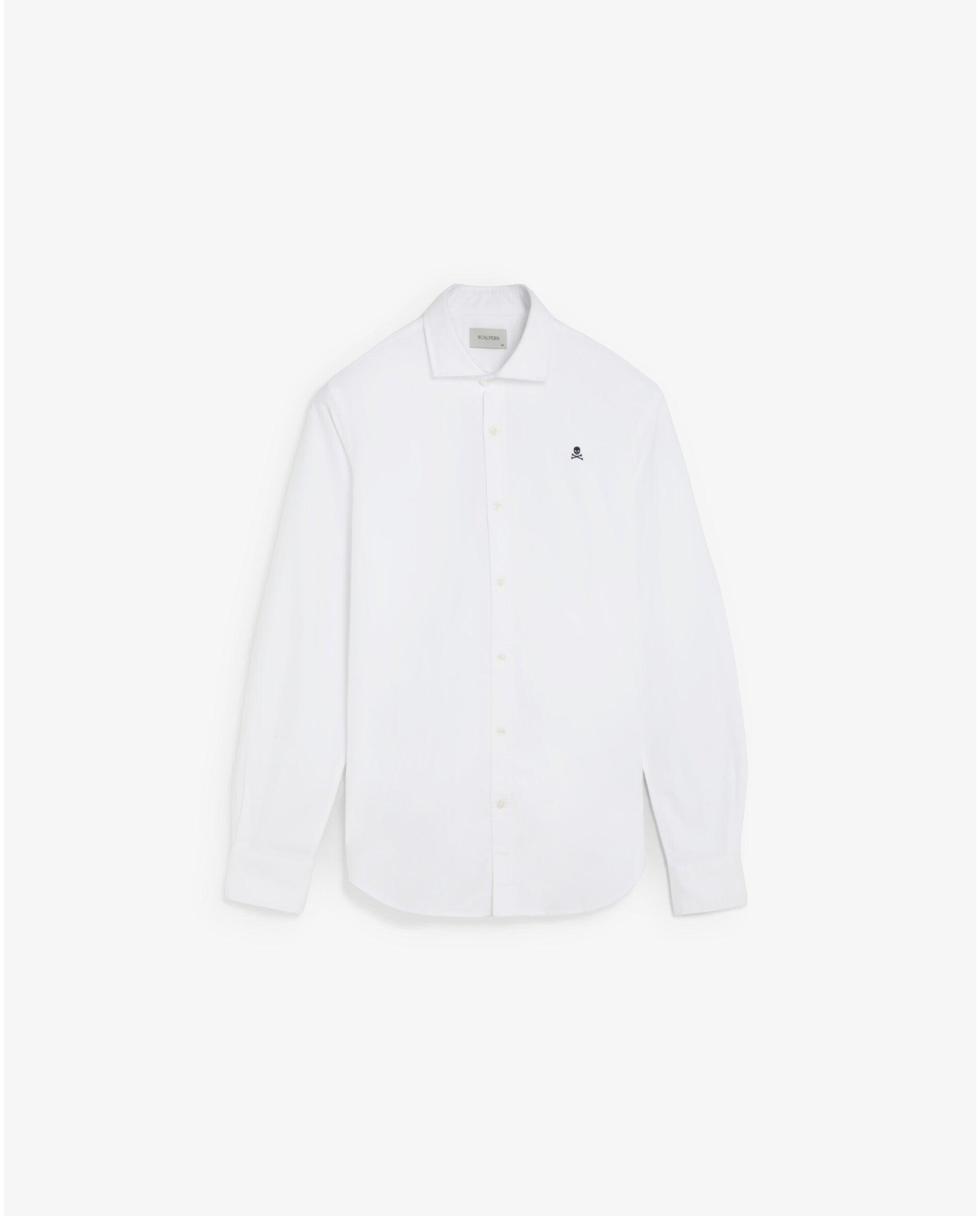 Imagen 1 de Camisa oxford de hombre slim fit con calavera a contraste - Scalpers - Blanco Blanco