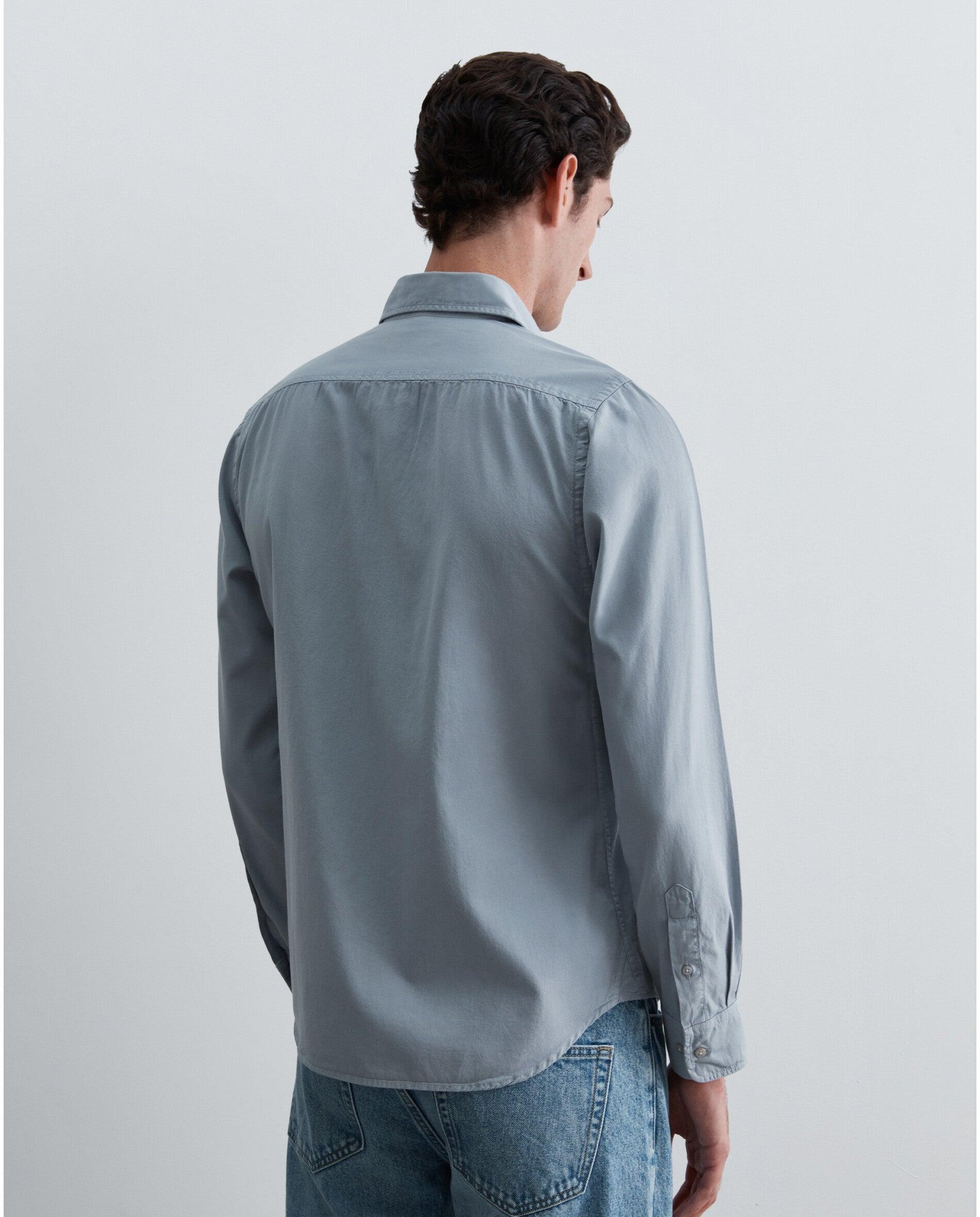 Camisa de hombre regular fit con calavera bordada a tono - Scalpers - Azul grisáceo Azul grisáceo-2